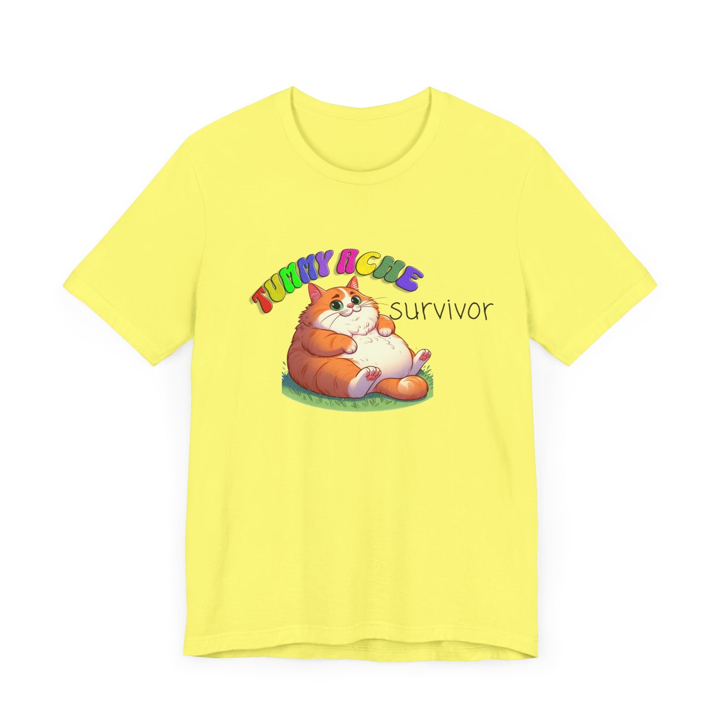 tummy ache survivor stuffed kitty silly tshirt