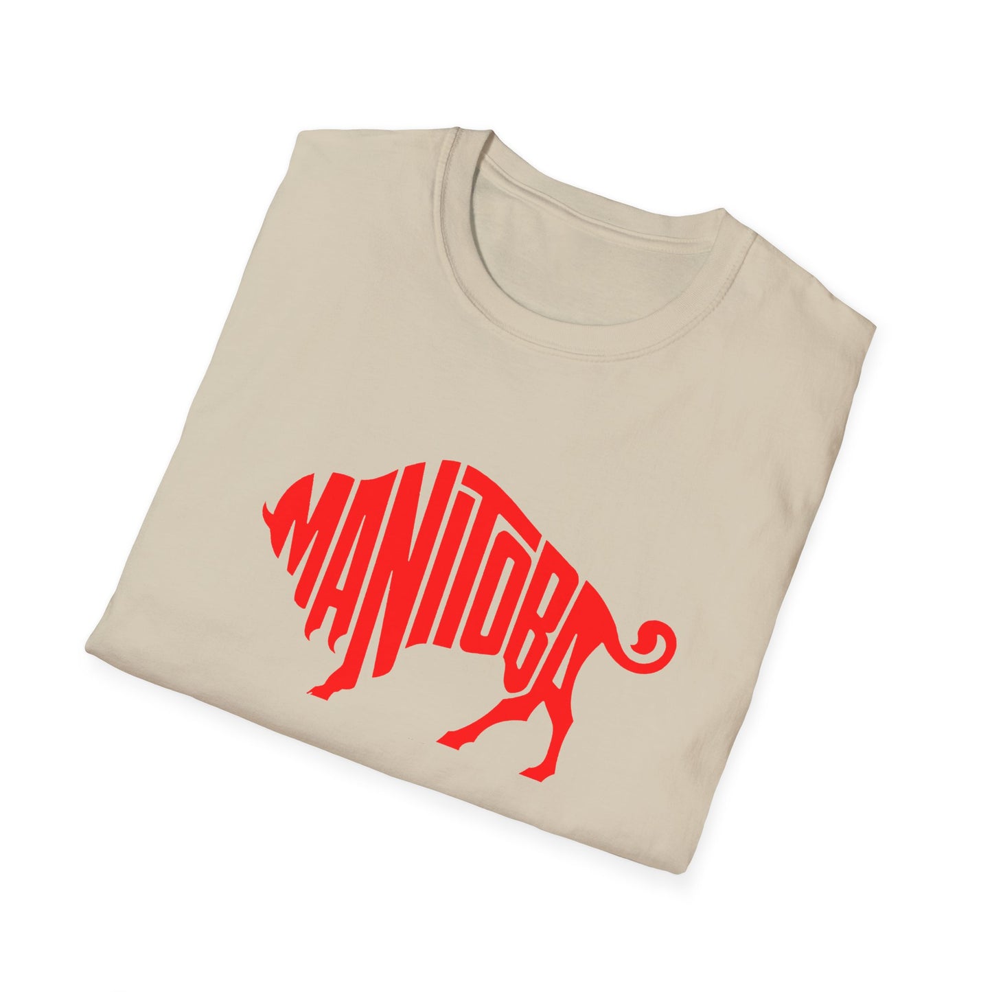 bison shaped manitoba logo from 1960's magazine tshirt