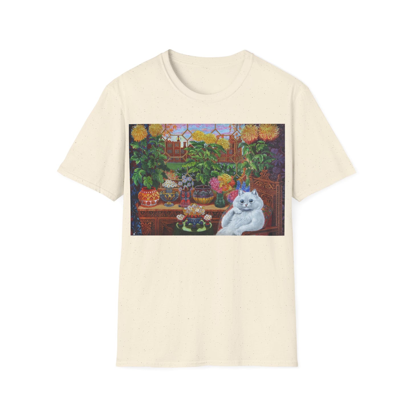 louis wain thinking cat with flowers tshirt