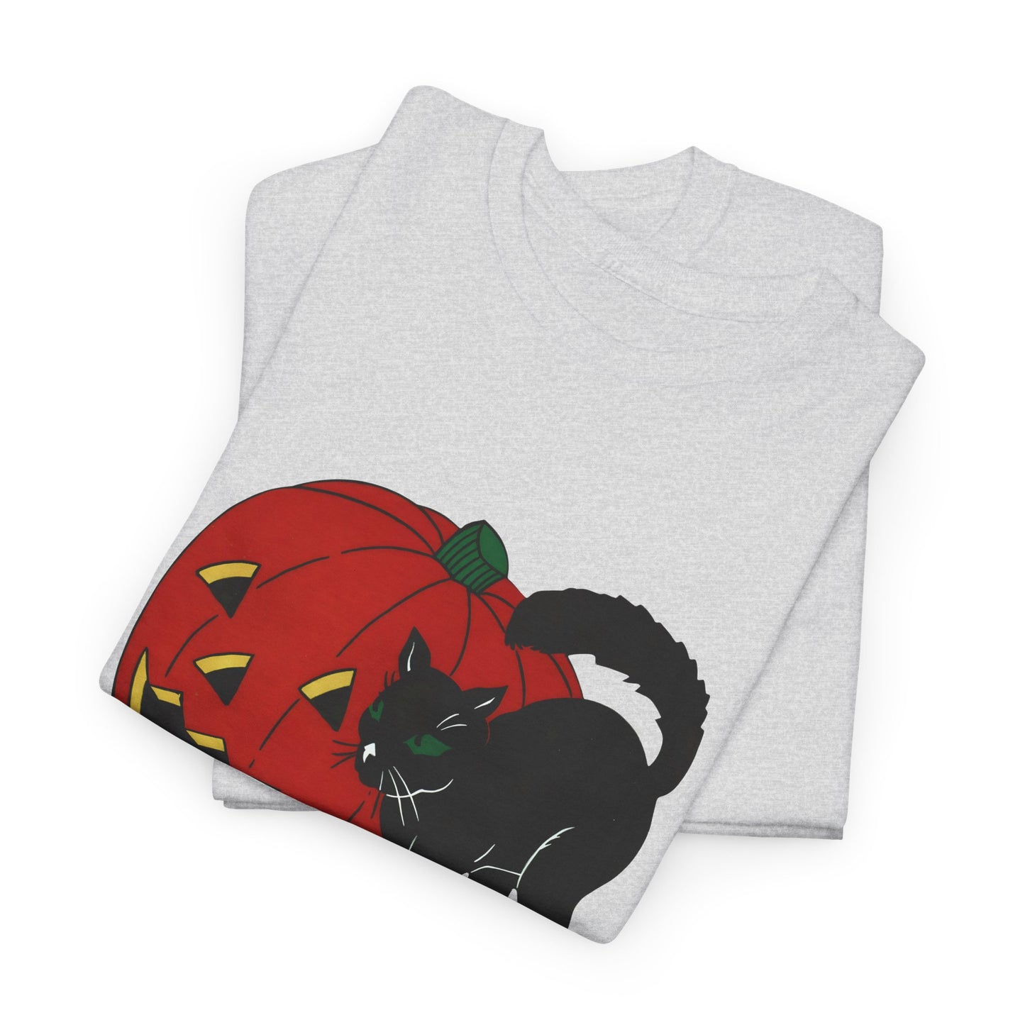 vintage 1960s halloween jack o lantern and black cat reproduction tshirt