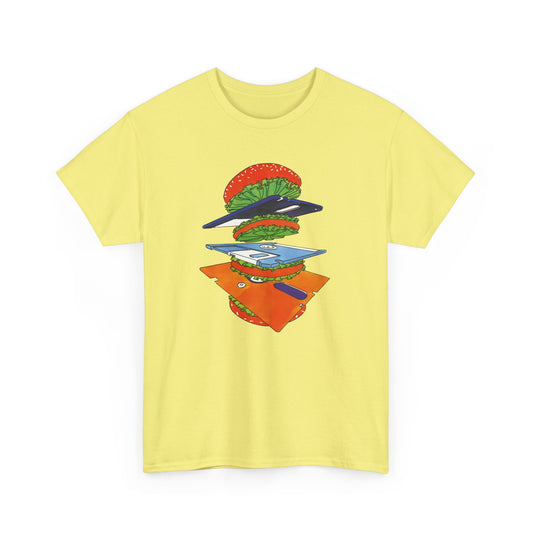 1989 uncredited art from micro mag floppy disc burger tshirt