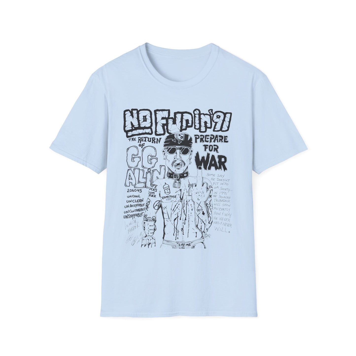 no fun in '91 gg allin show poster tshirt