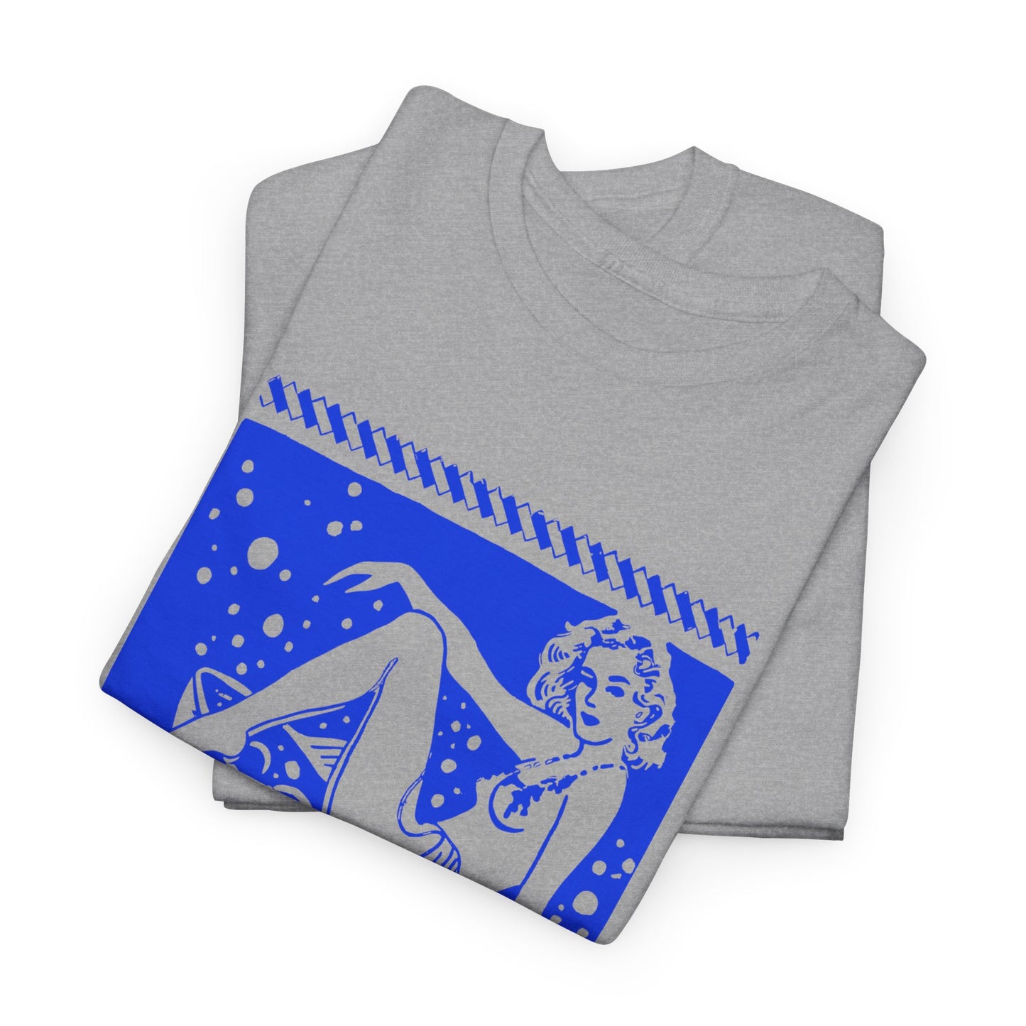 vintage matchbox graphic sittin high pin up woman on martini glass reproduction tshirt