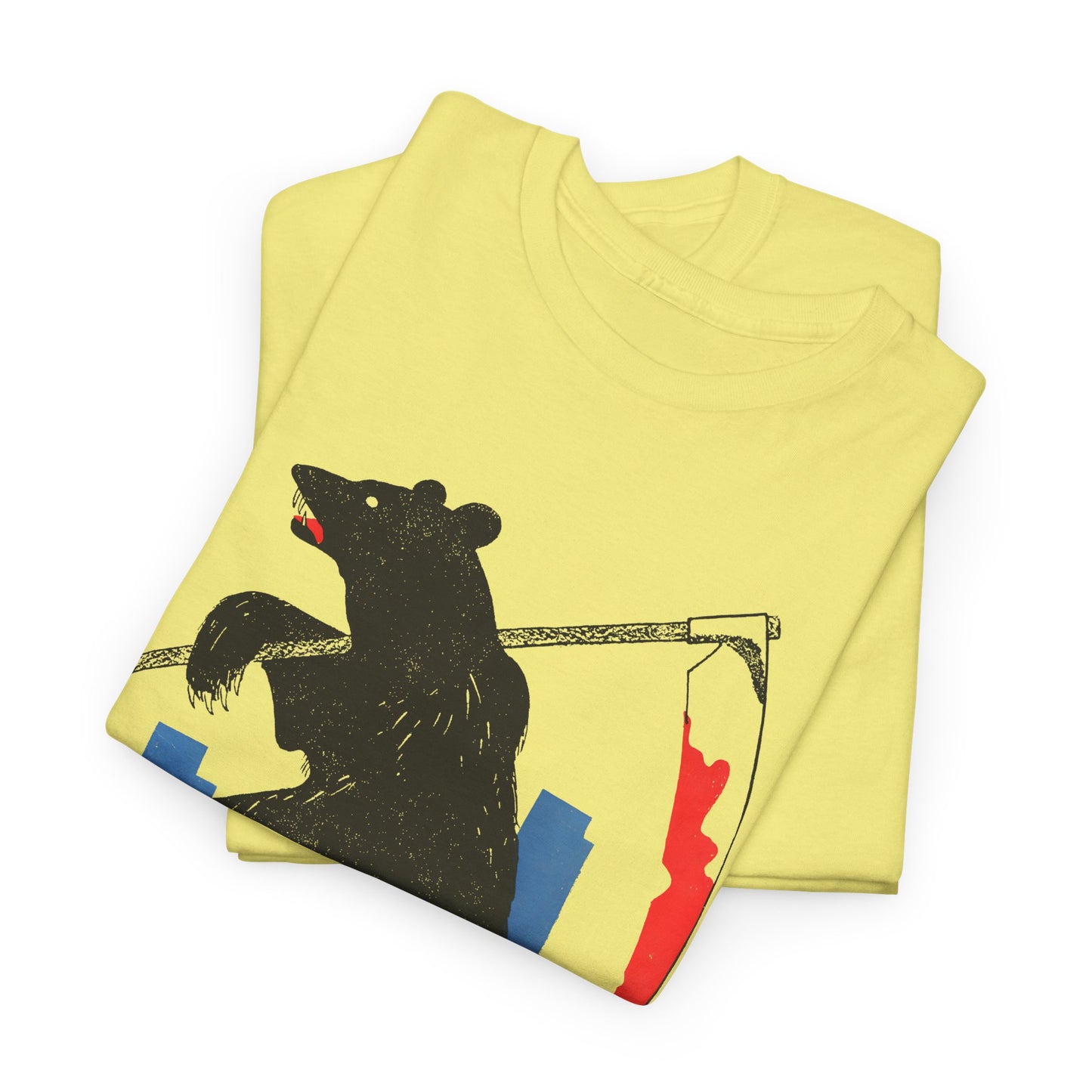 mid century manolo prieto bear with scythe book cover tshirt