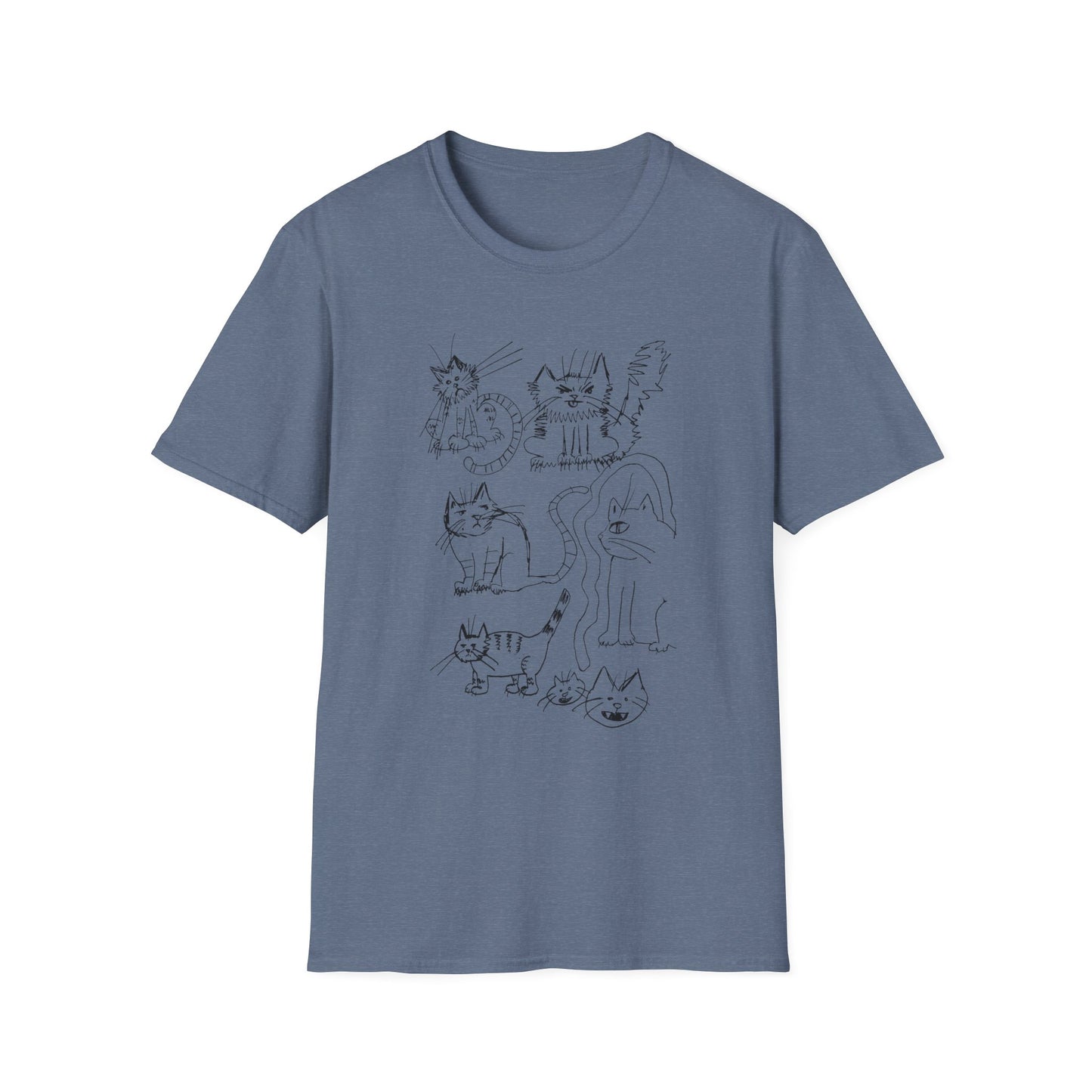 original drawing seven cats tshirt