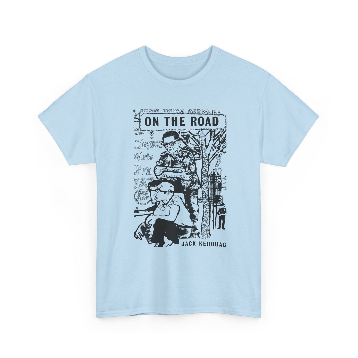 1957 on the road book cover illustration by len deighton reproduction tshirt