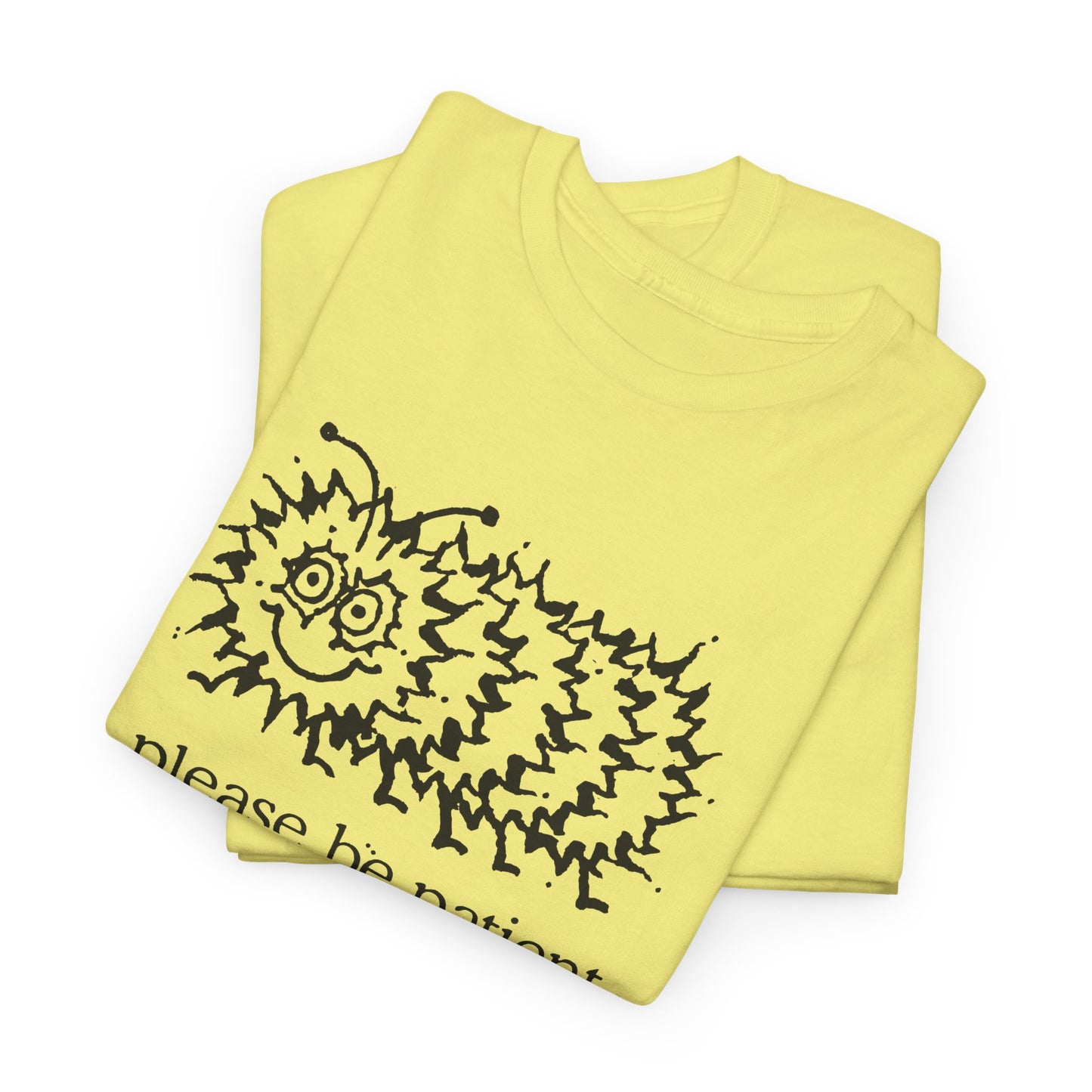 vintage please be patient god isn't finished with me yet caterpillar reproduction tshirt