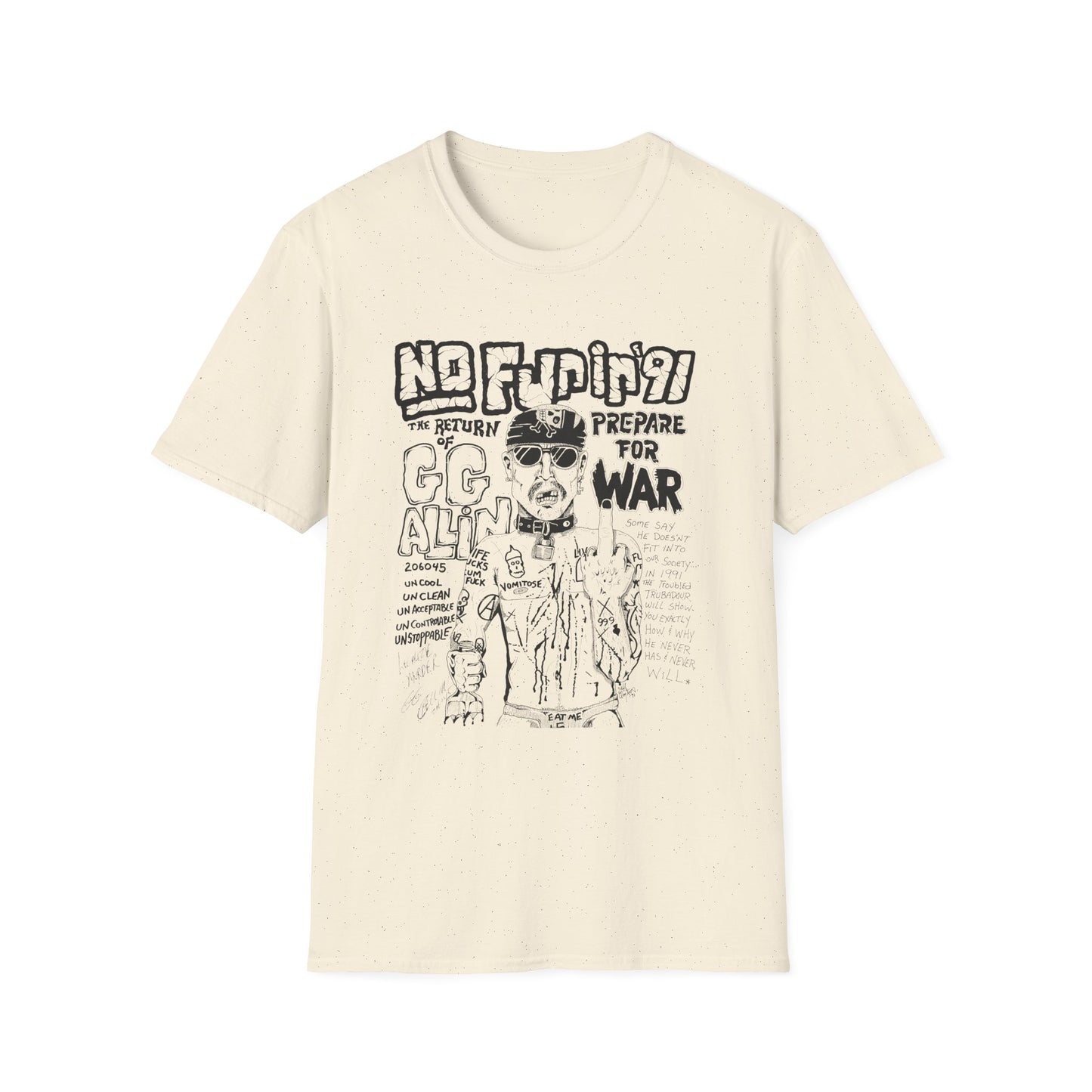 no fun in '91 gg allin show poster tshirt