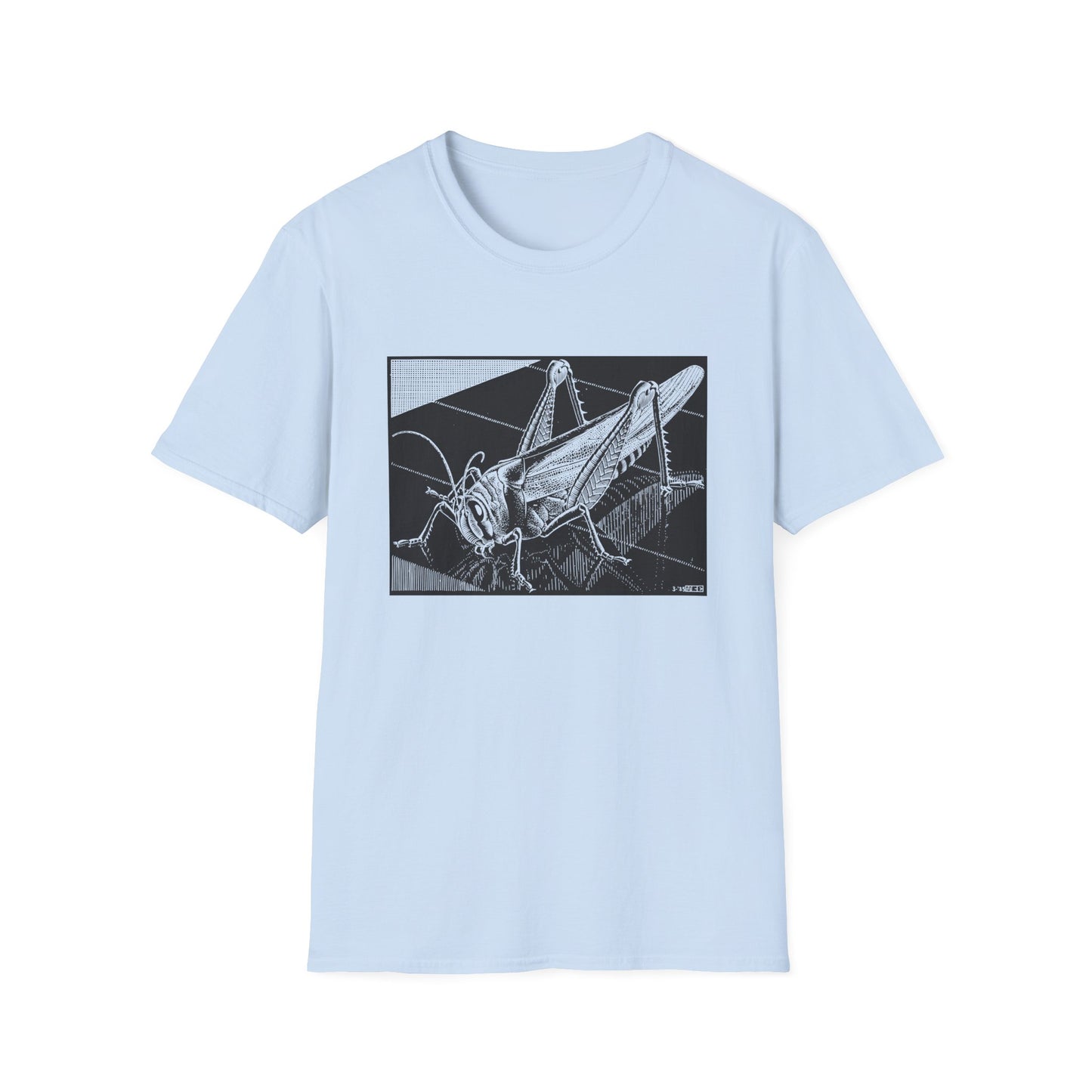 1935 m.c escher grasshopper wood engraving tshirt