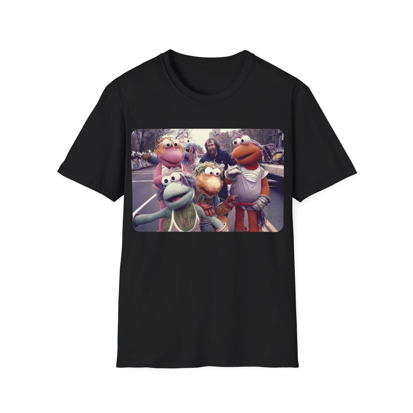 jim henson and the full-body fraggles at the 1984 macy's thanksgiving parade photo tshirt