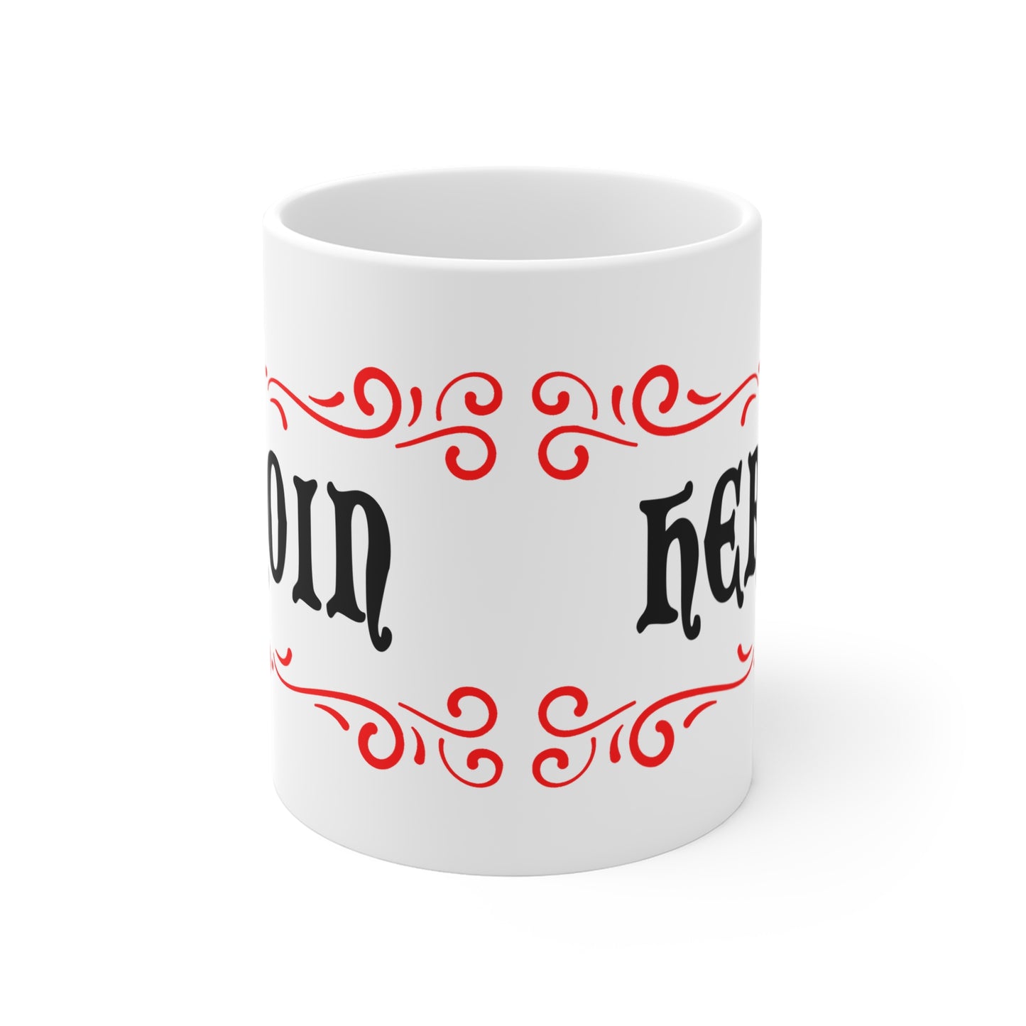 vintage inspired tongue in cheek heroin drug mug