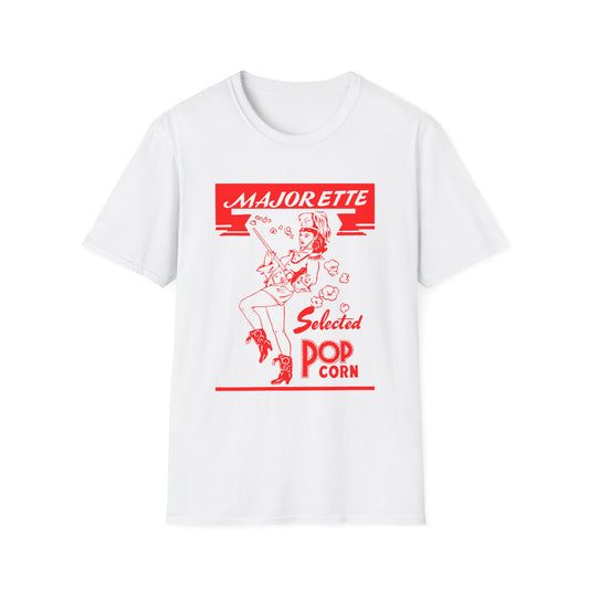majorette vintage popcorn bag logo in red tshirt