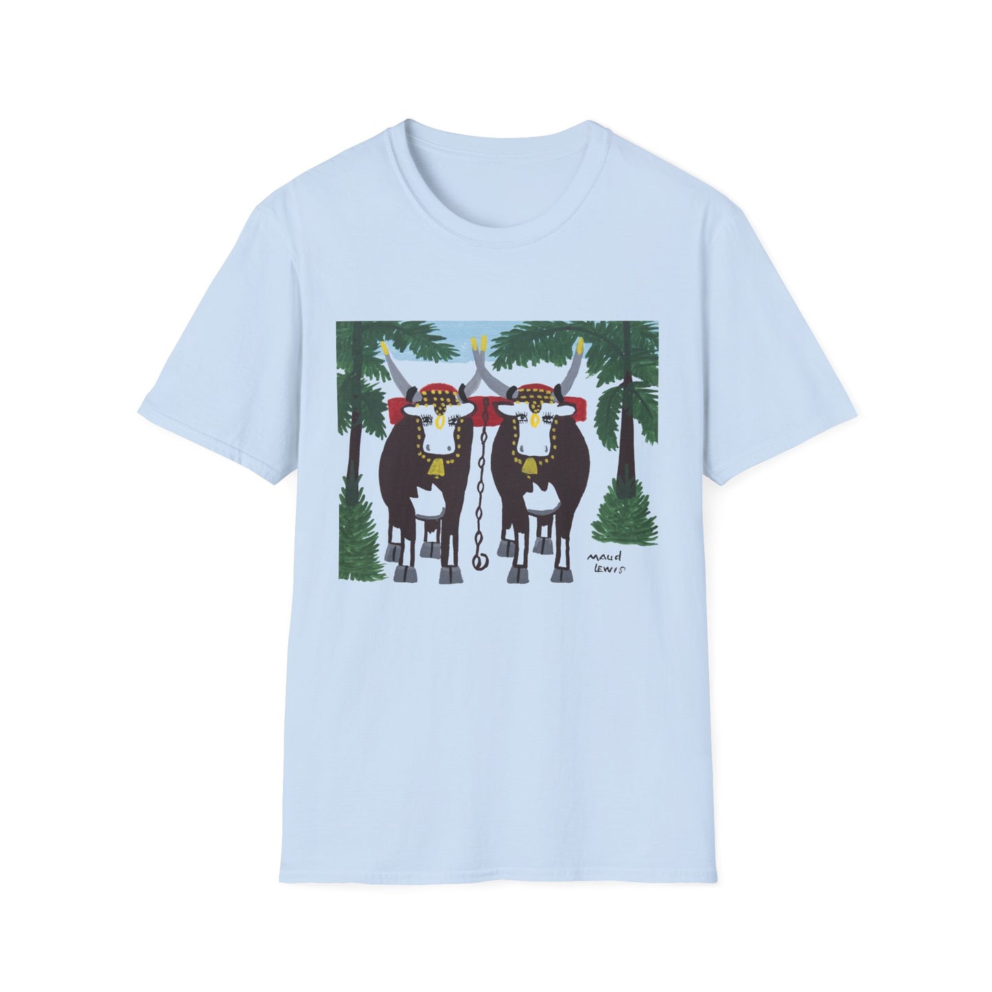 1960s maud lewis painting pair of oxen tshirt