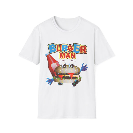 old video game burger man retro design reproduction tshirt