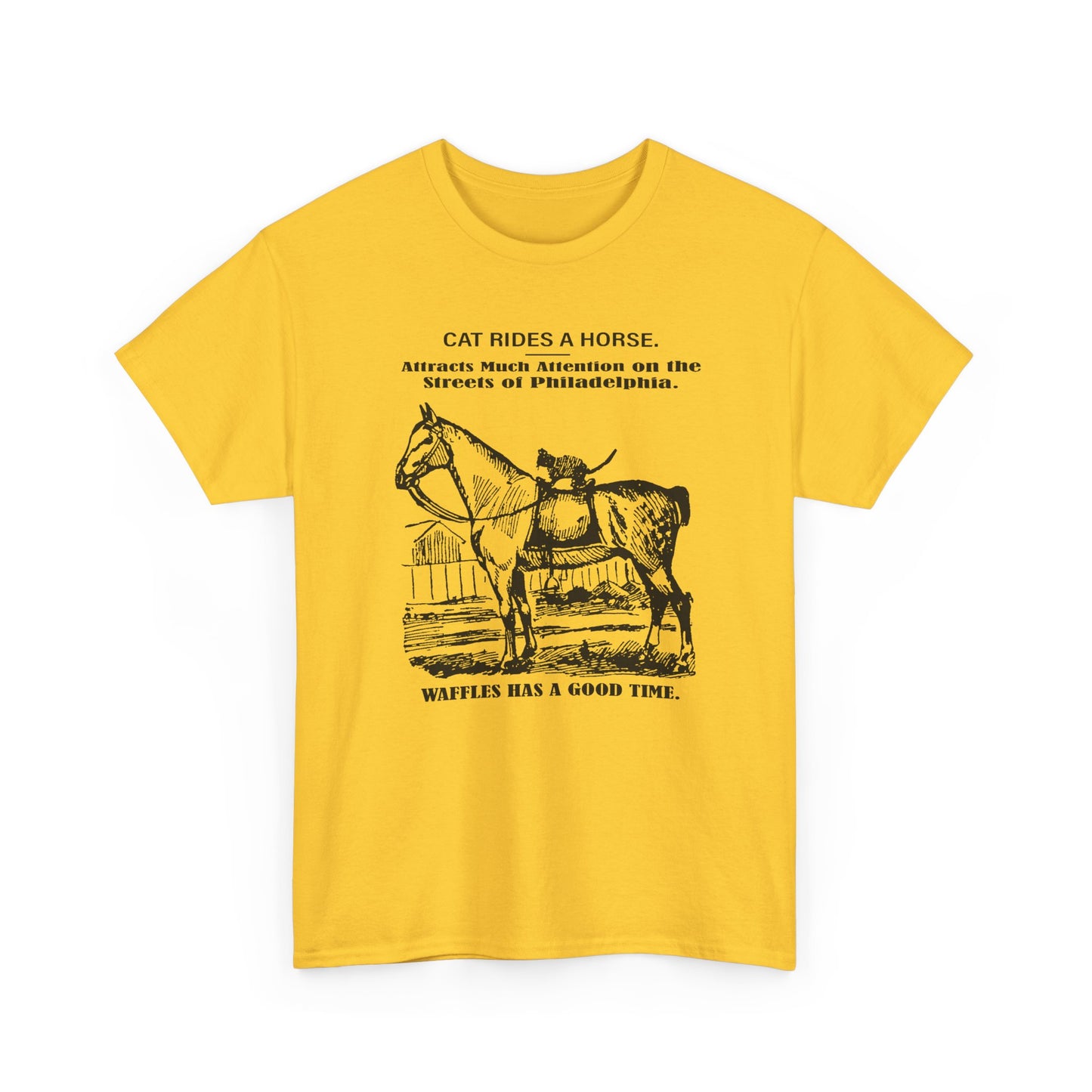 1898 cat named waffles rides horse news article drawing reproduction tshirt