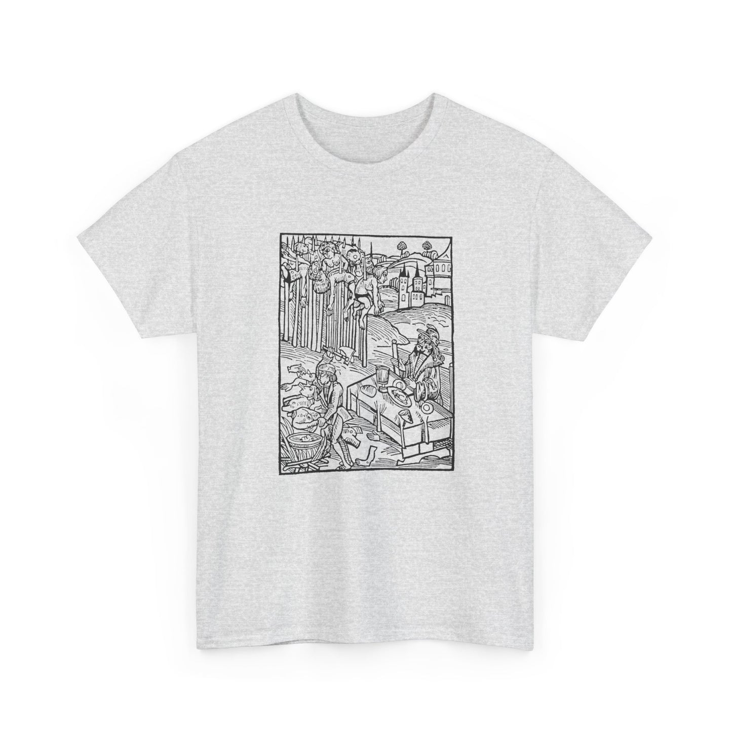 vlad the impaler dining near the mutilated bodies of his victims 1499 german woodcut by ambrosius huber tshirt