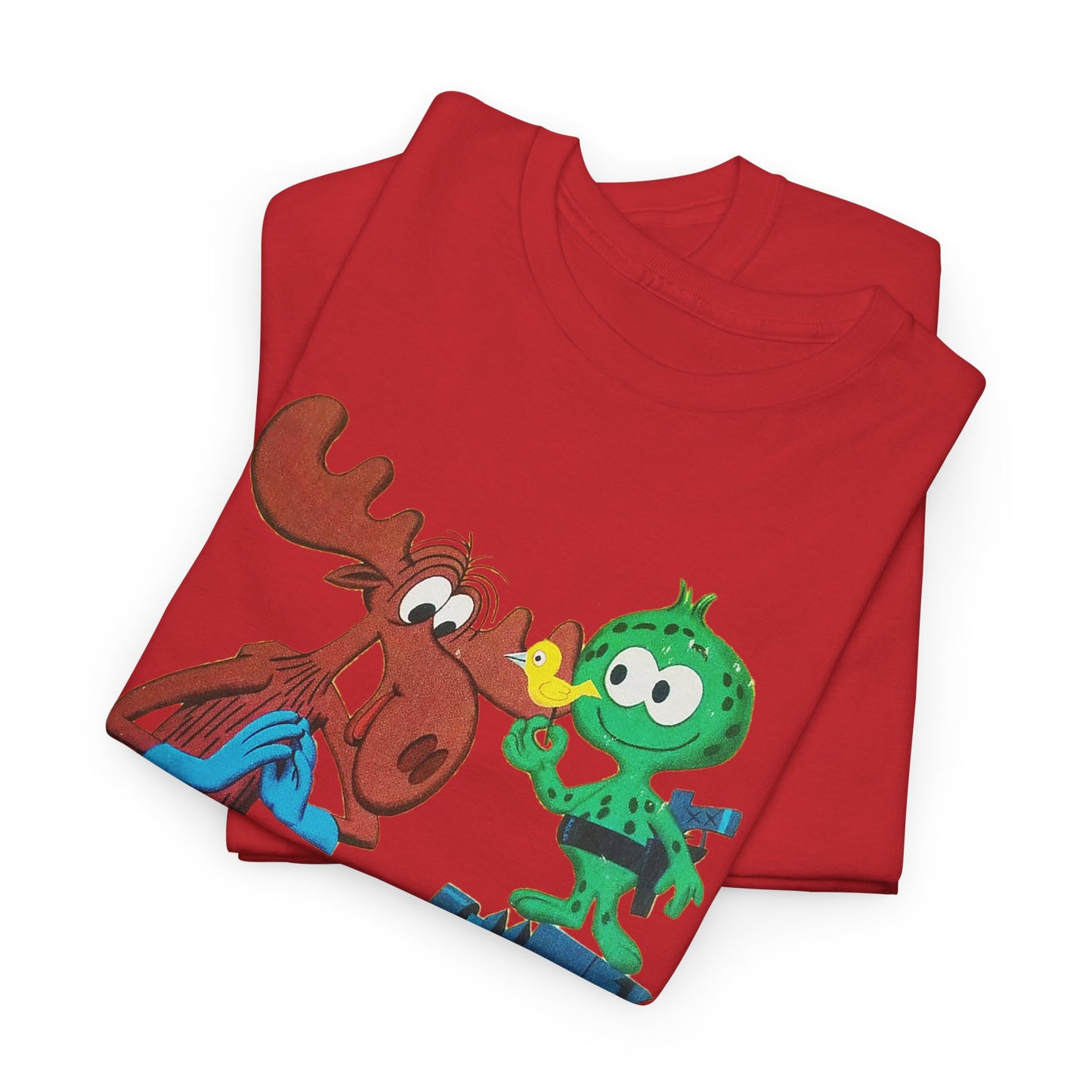 the rocky and bullwinkle show with gidney and cloyd reproduction tshirt