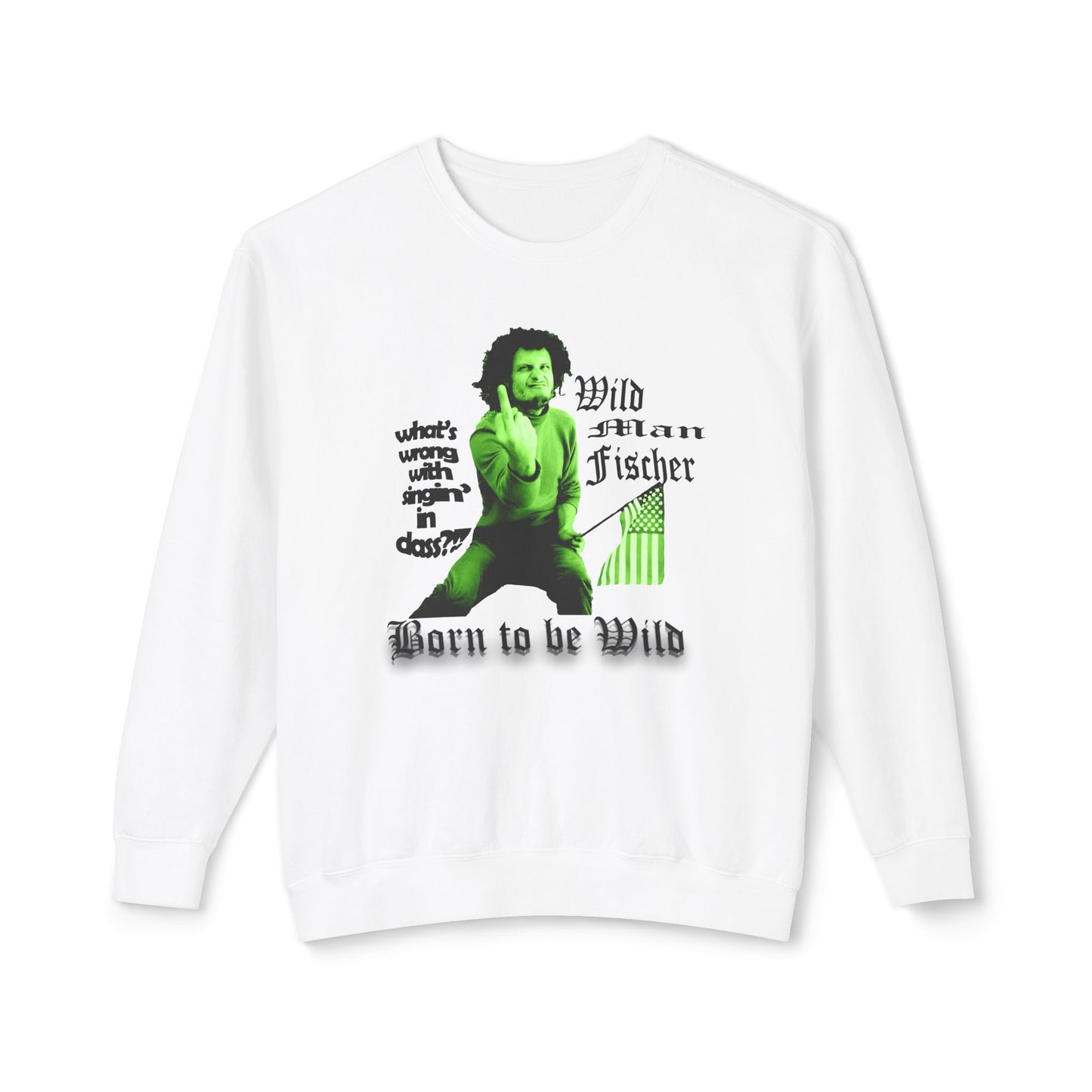 wild man fischer middle finger 100% cotton sweatshirt