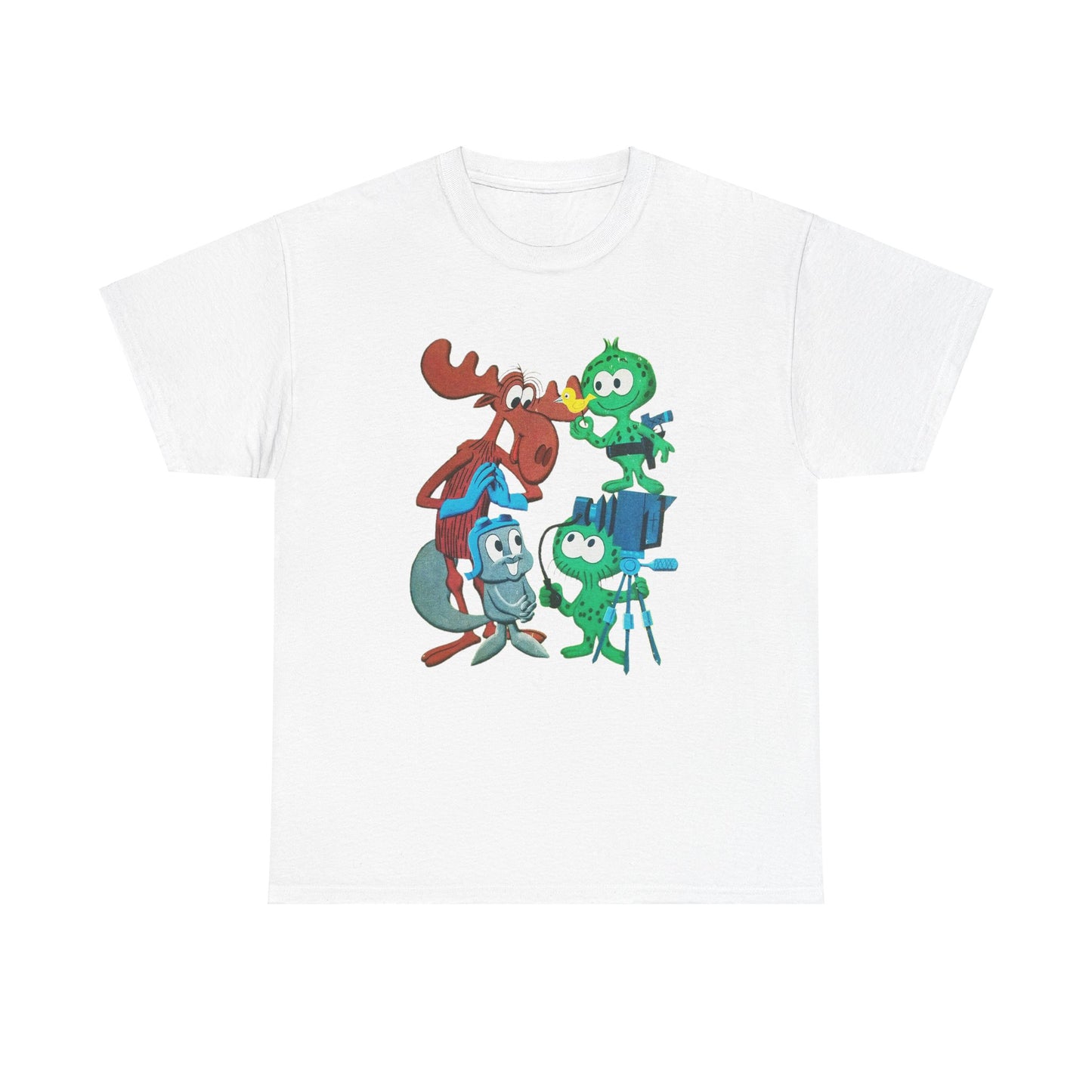 the rocky and bullwinkle show with gidney and cloyd reproduction tshirt