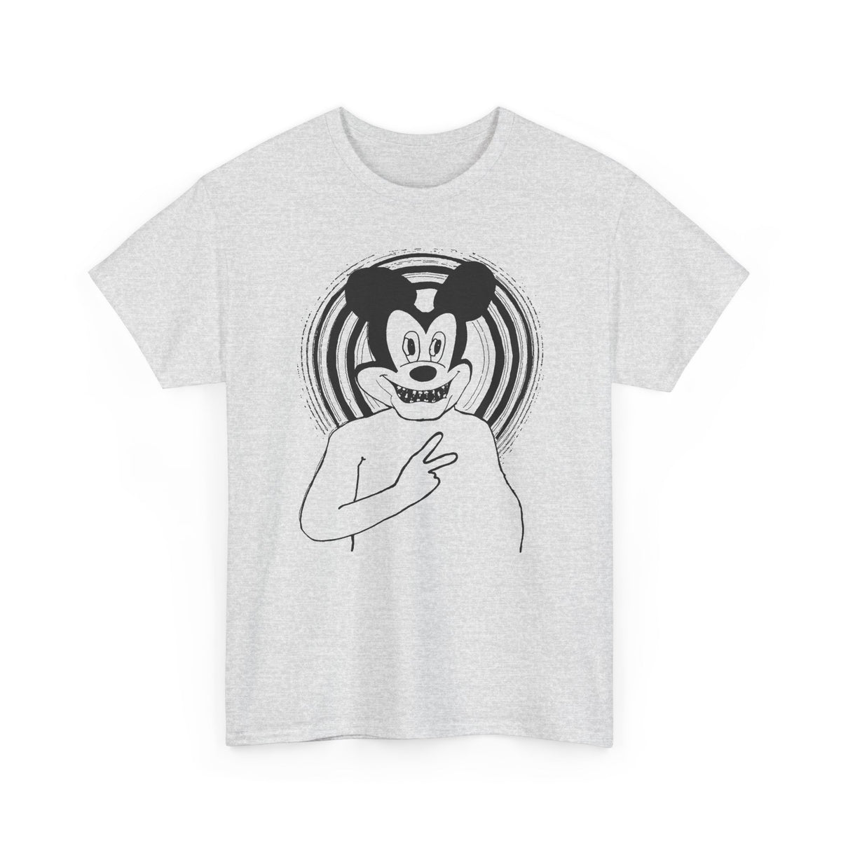 1960s british underground magazine peace sign mickey fan art edit with halo tshirt