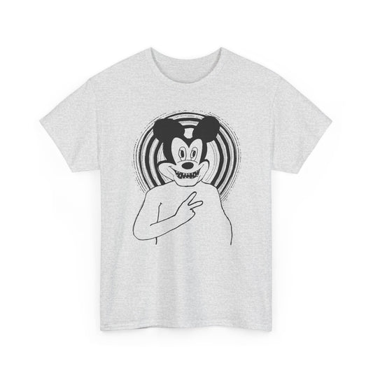 1960s british underground magazine peace sign mickey fan art edit with halo tshirt