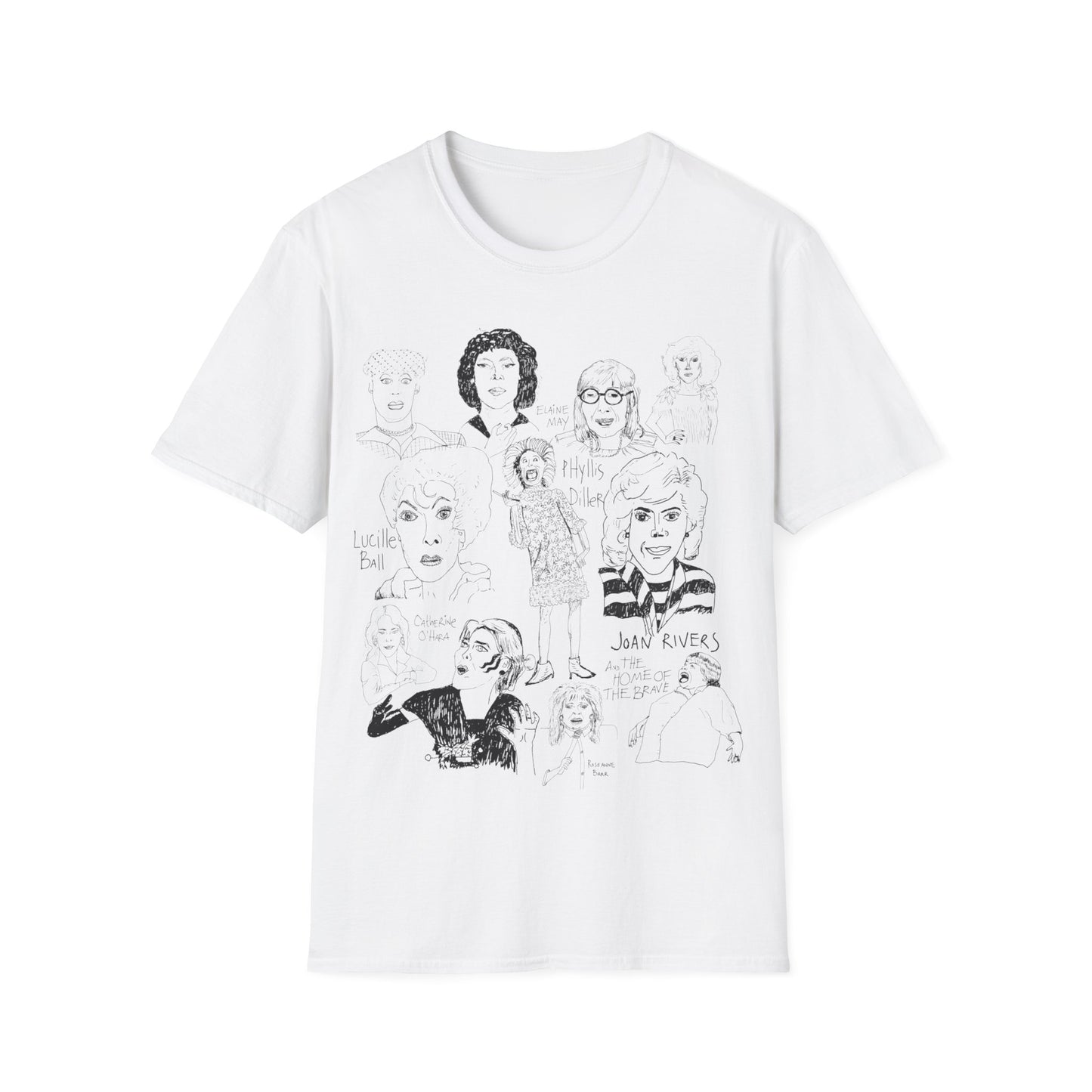 women of comedy, original collage drawing tshirt