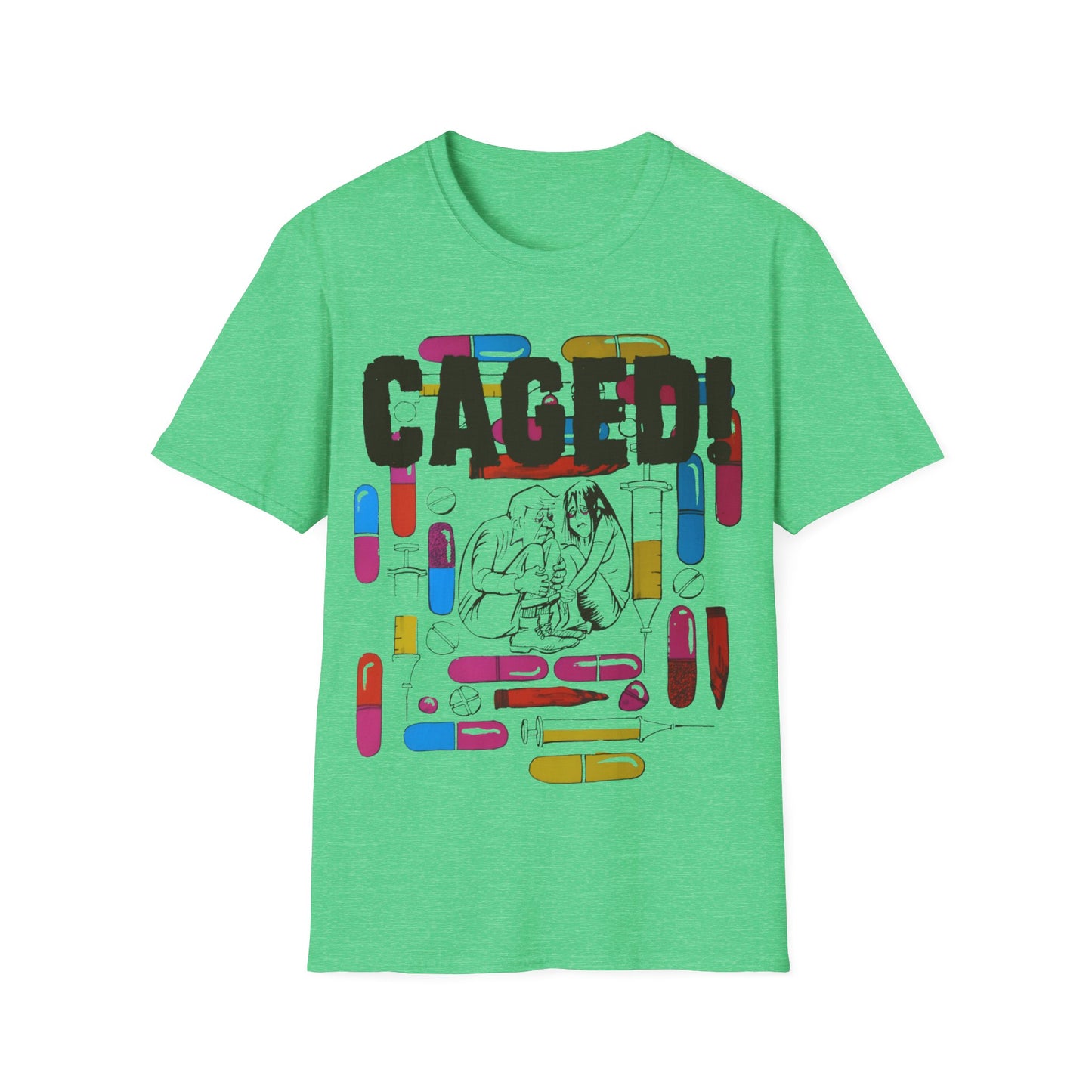 1960s/70s anti-drug poster tshirt "CAGED!" by smartset smarteen s.o.s tshirt