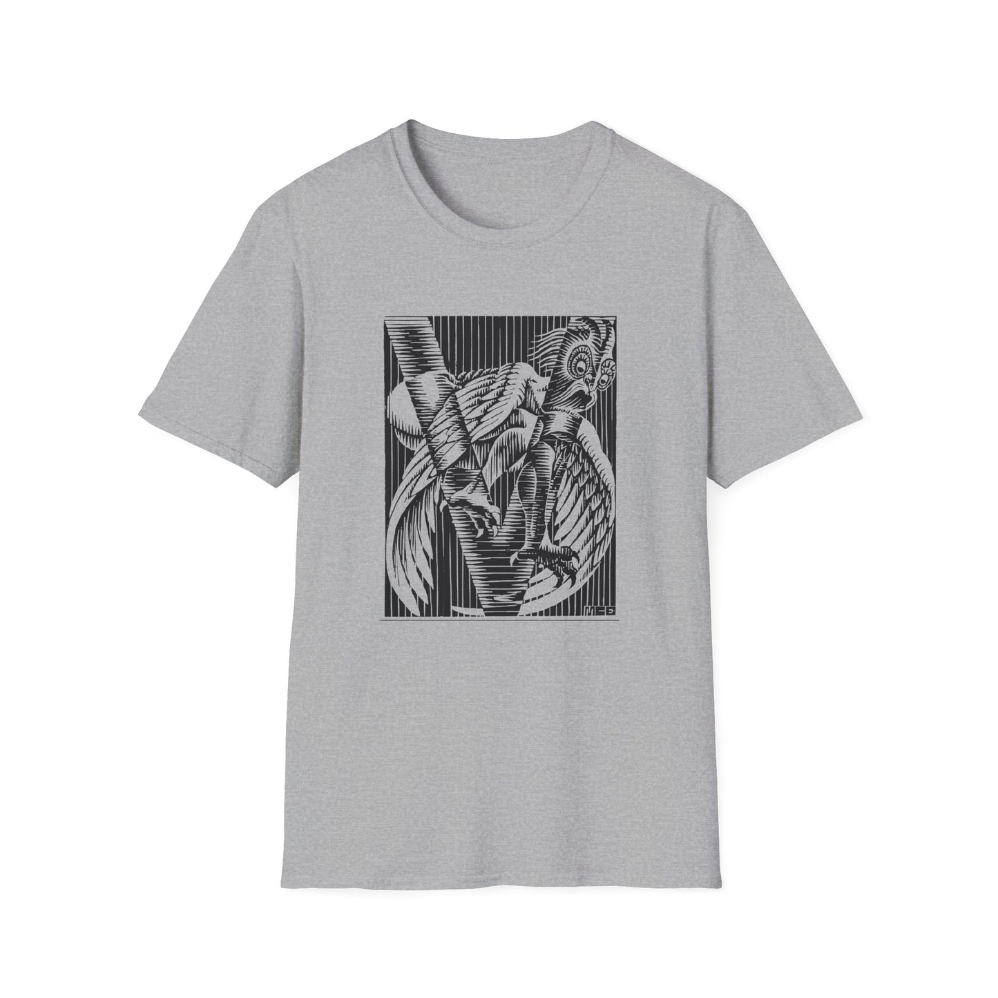 1931 rare m.c escher initial v reproduction tshirt
