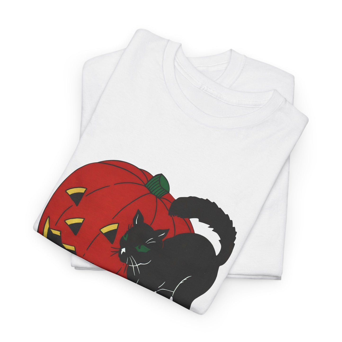 vintage 1960s halloween jack o lantern and black cat reproduction tshirt