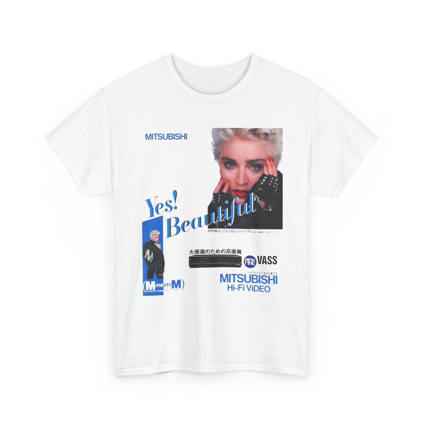 1987 japanese mitsubishi hi fi video ad with madonna reproduction tshirt