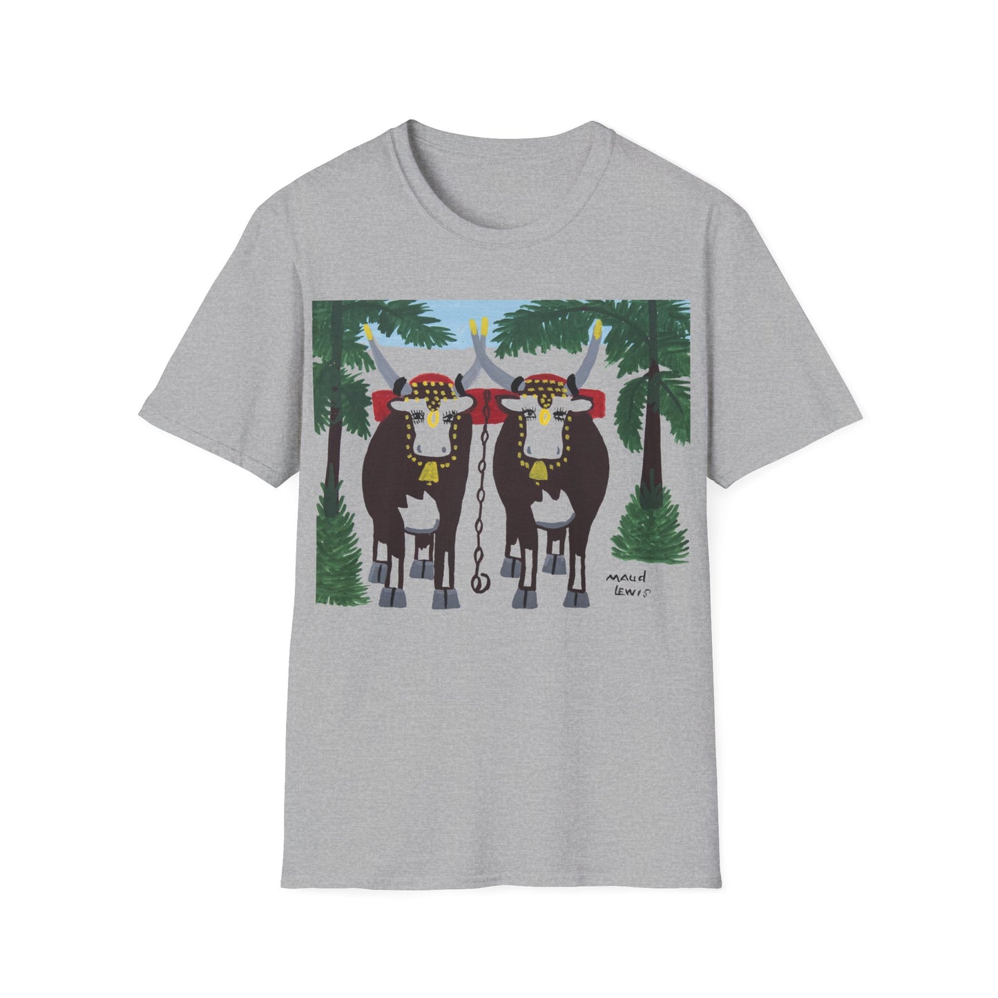 1960s maud lewis painting pair of oxen tshirt