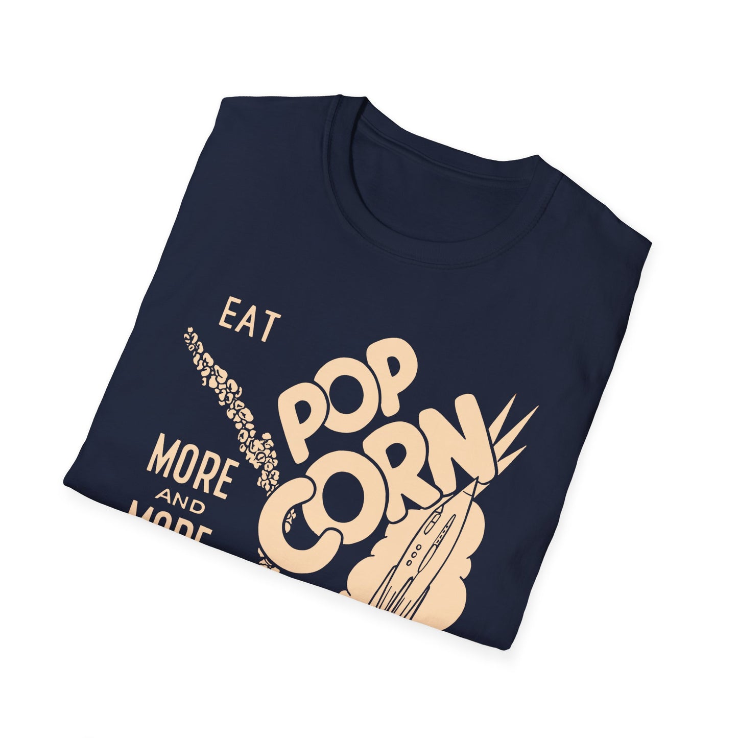 1950s popcorn box logo eat popcorn more and more and more out of this world! tshirt