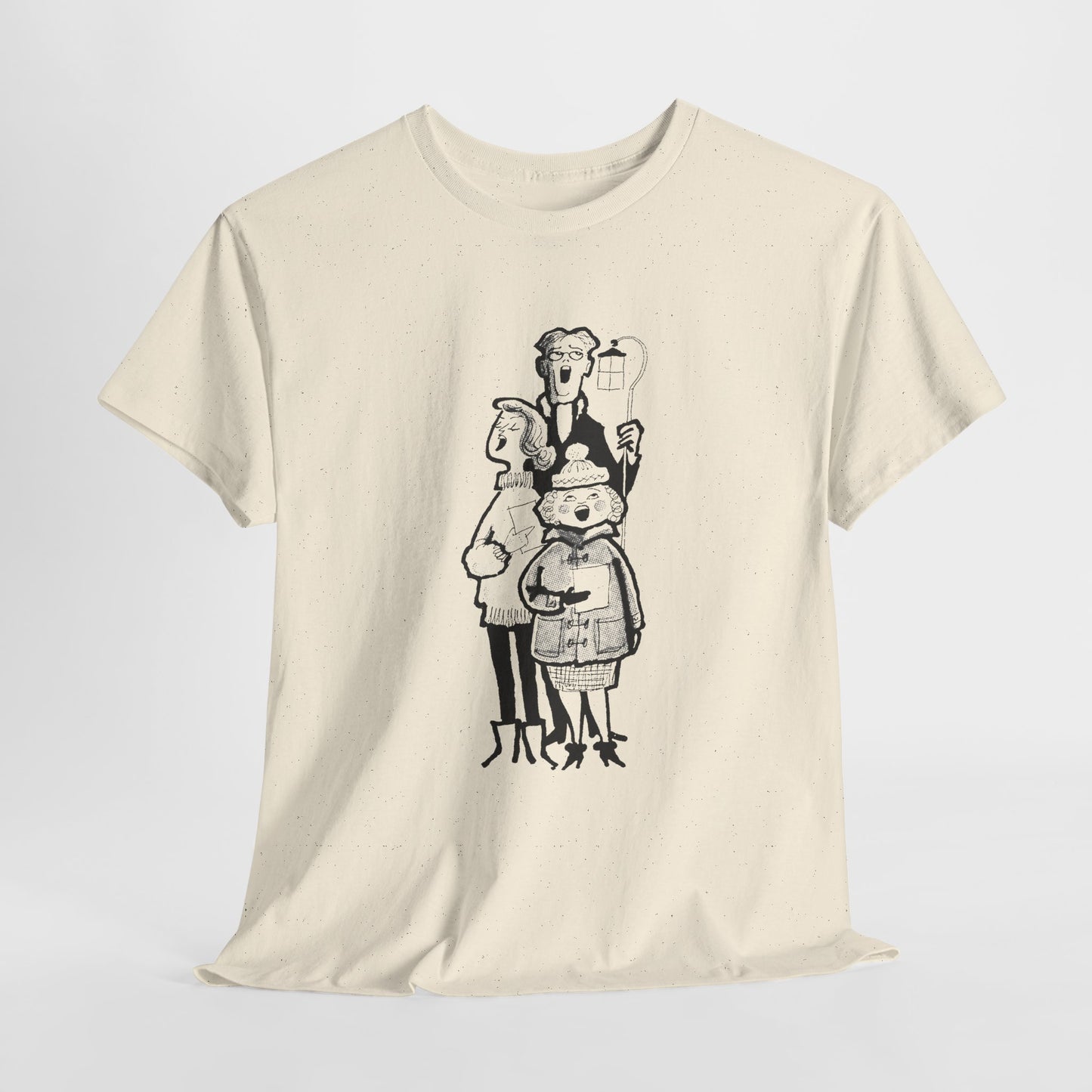 vintage 1960s caroling illustration reproduction tshirt