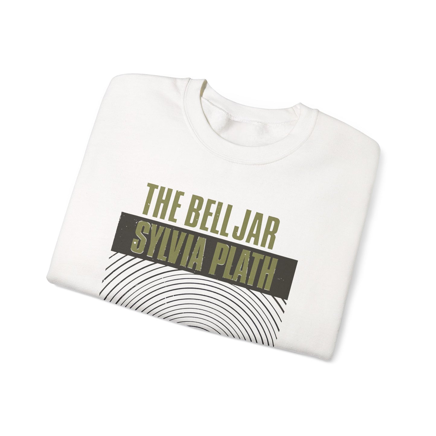 1963 book by sylvia plath "the bell jar" book cover on a unisex heavy blend crewneck sweatshirt