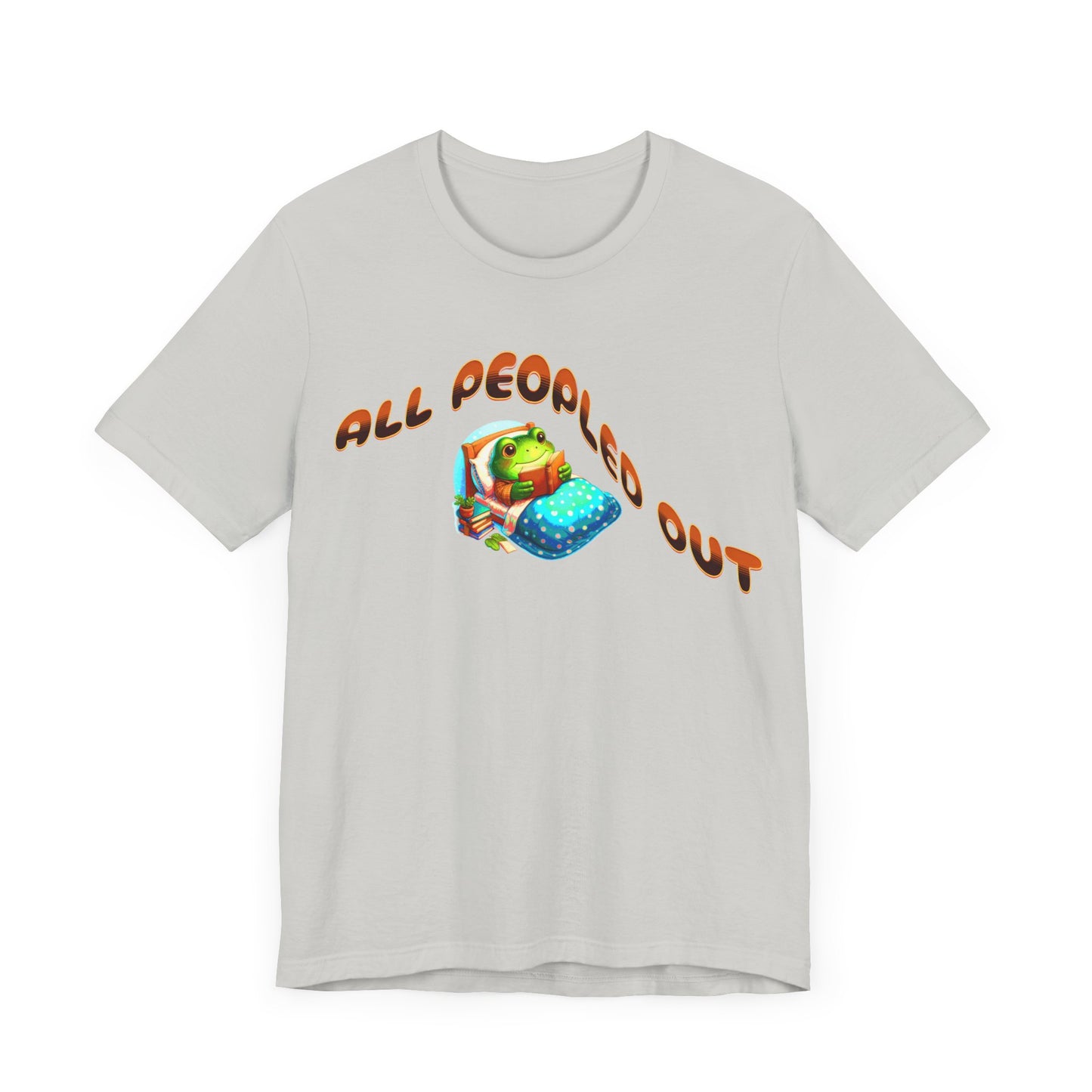 all peopled out cute frog reading a book in bed tshirt