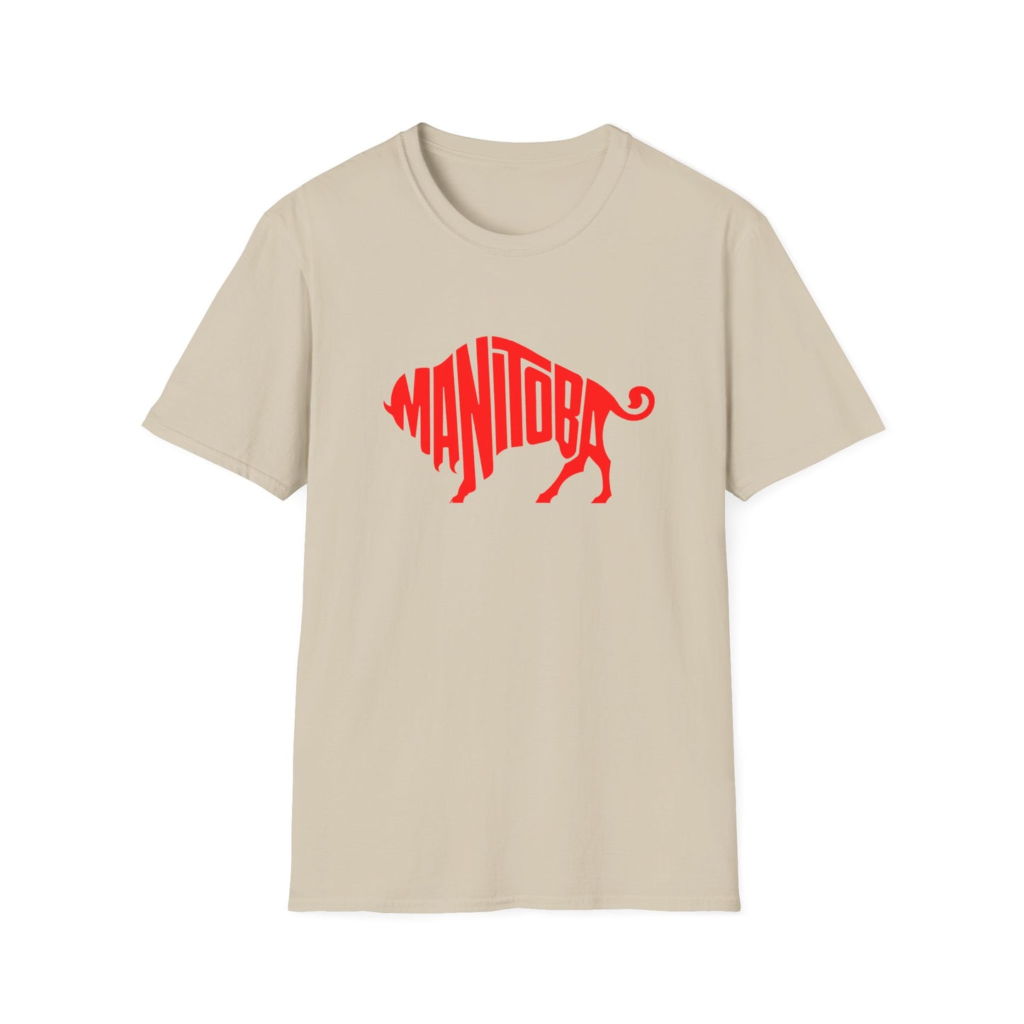 bison shaped manitoba logo from 1960's magazine tshirt