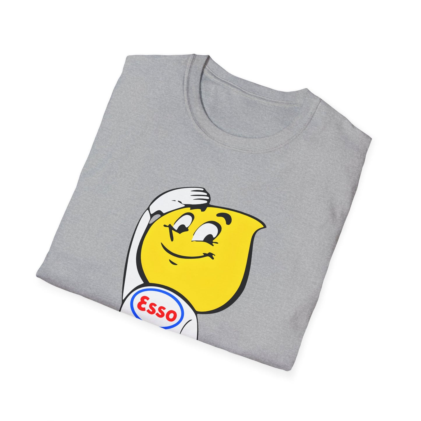 vintage esso gas station happy the esso oil drop man logo tshirt