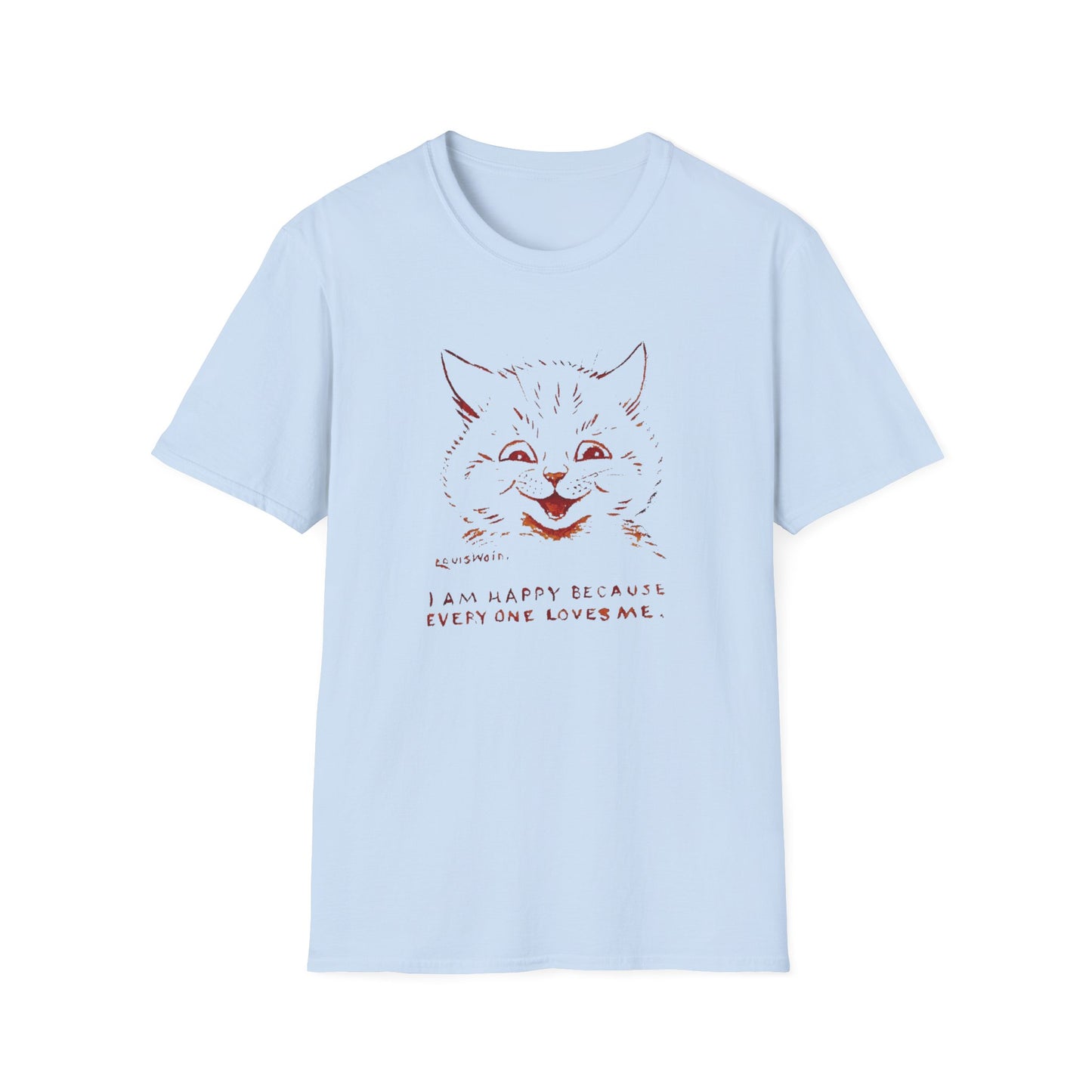 1924 louis wain cat painting i am happy because everyone loves me tshirt