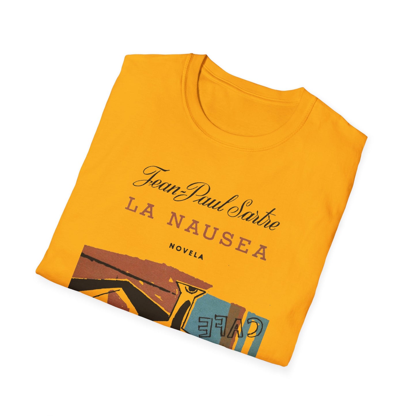 1938 spanish book cover for nausea by jean-paul sartre tshirt
