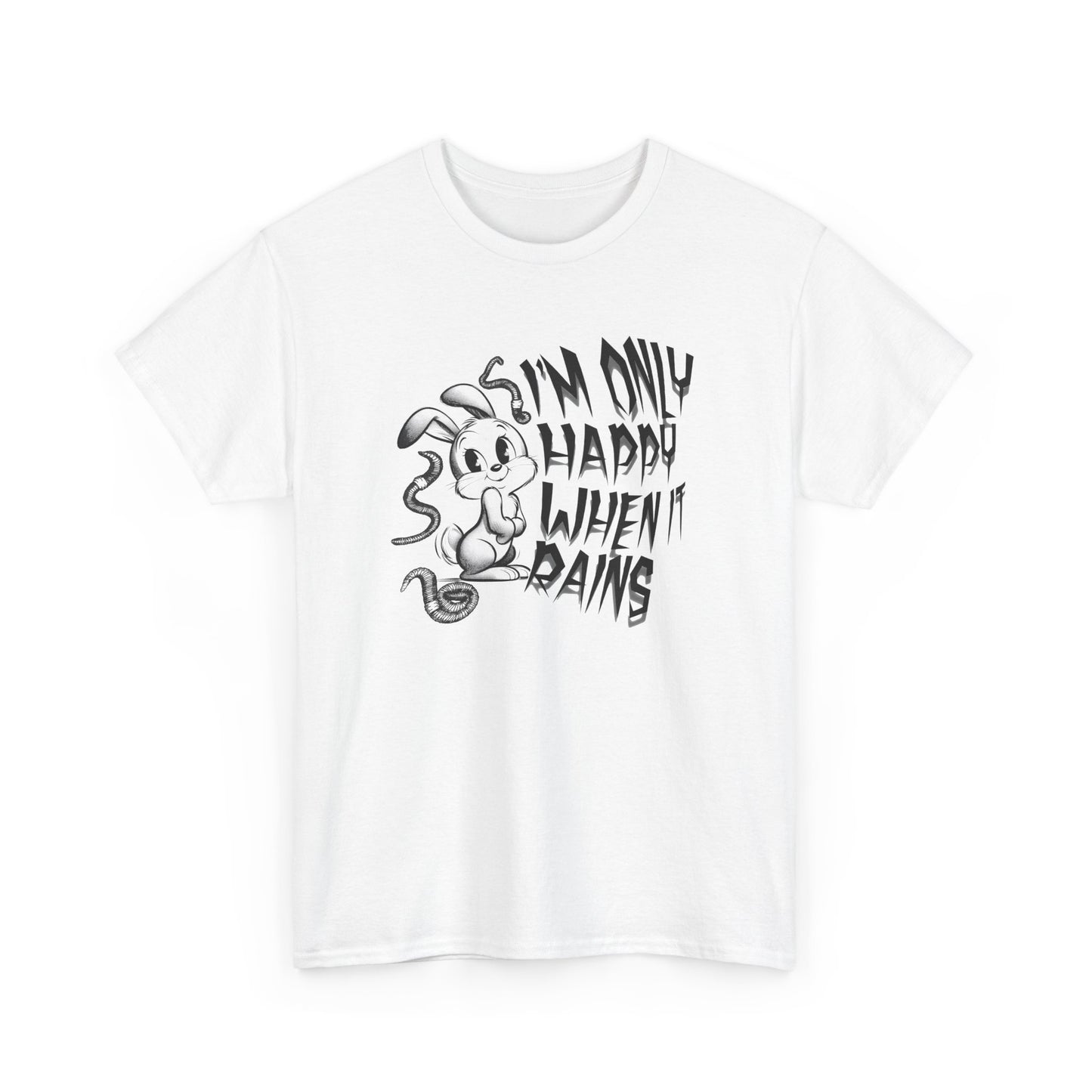i'm only happy when it rains weird bunny worm tshirt