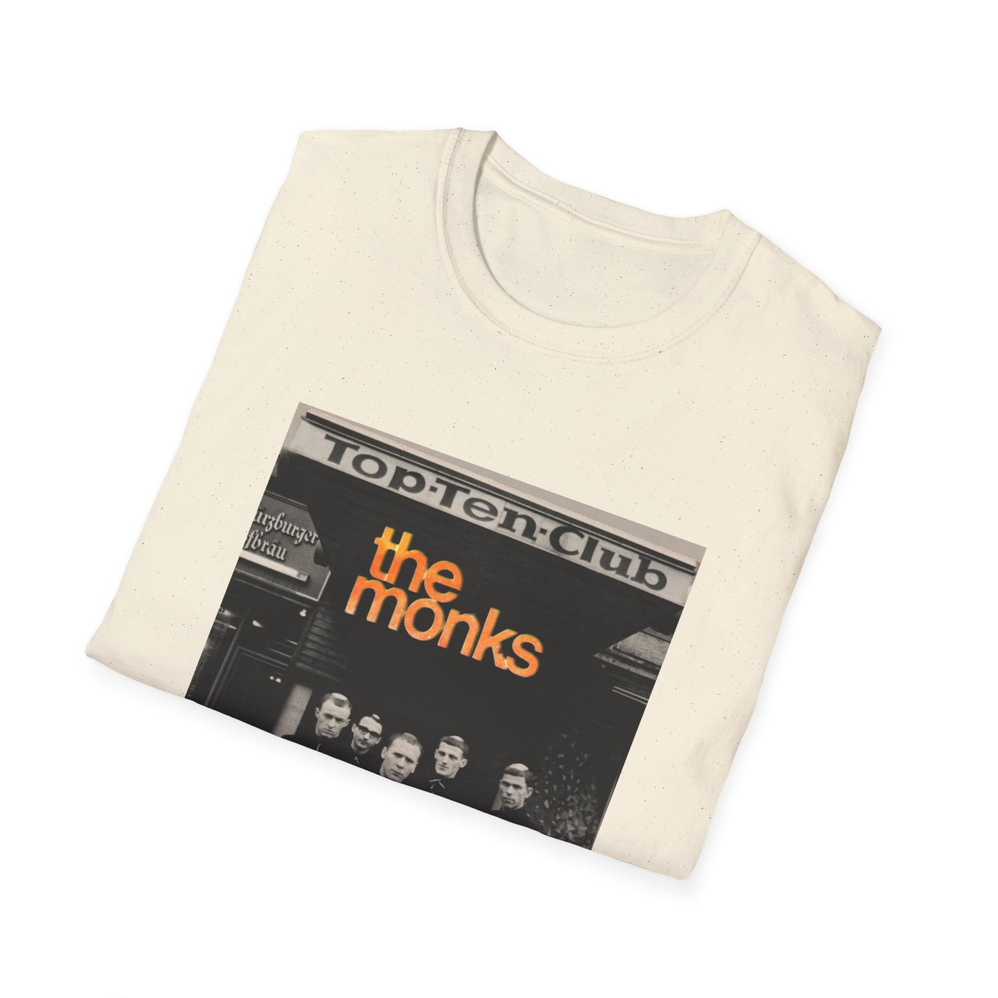1960s experimental rock n roll band the monks in front of the top ten club tshirt