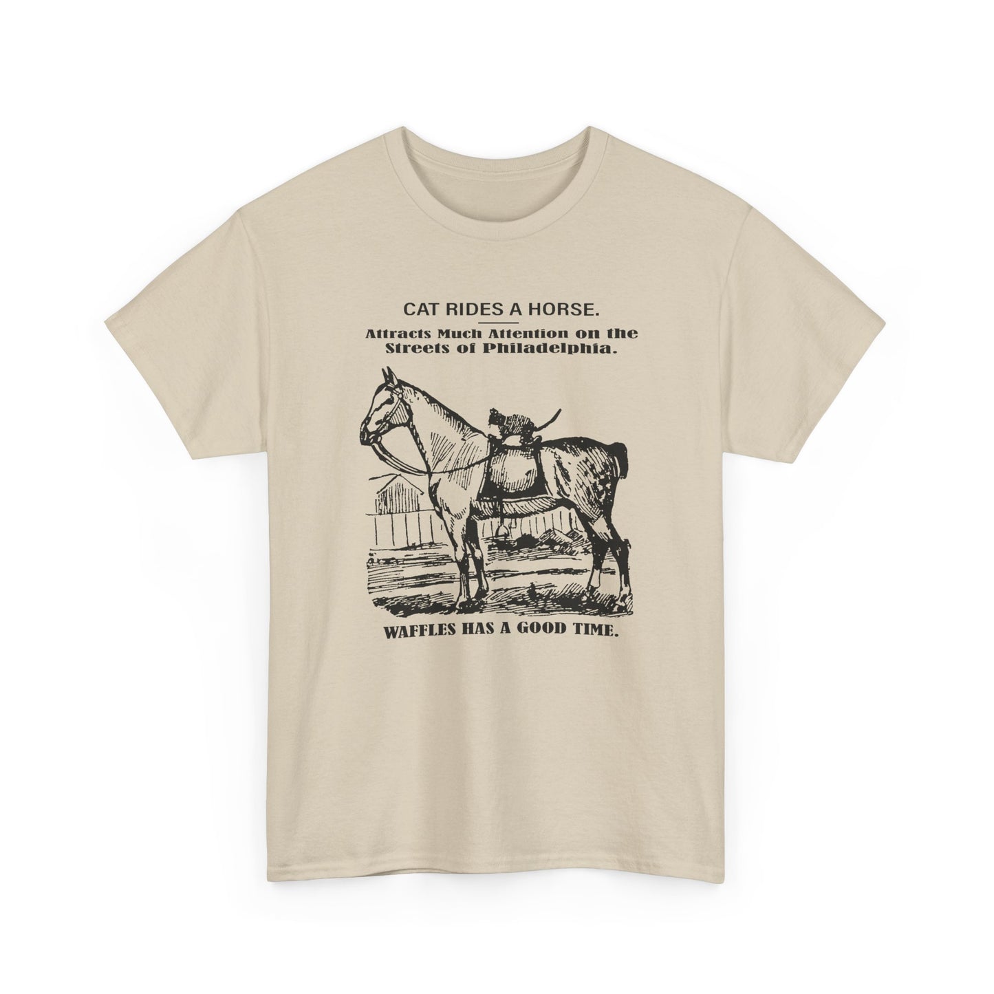 1898 cat named waffles rides horse news article drawing reproduction tshirt