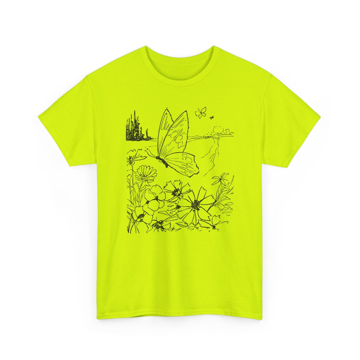 vintage butterfly and flower illustration reproduction tshirt