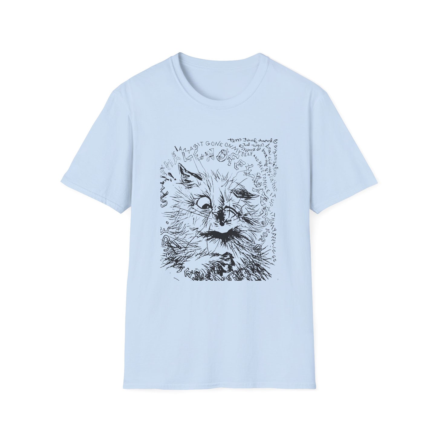 louis wain cat sketch i am a bit gone on myself and have to make it up with my feelings reproduction tshirt