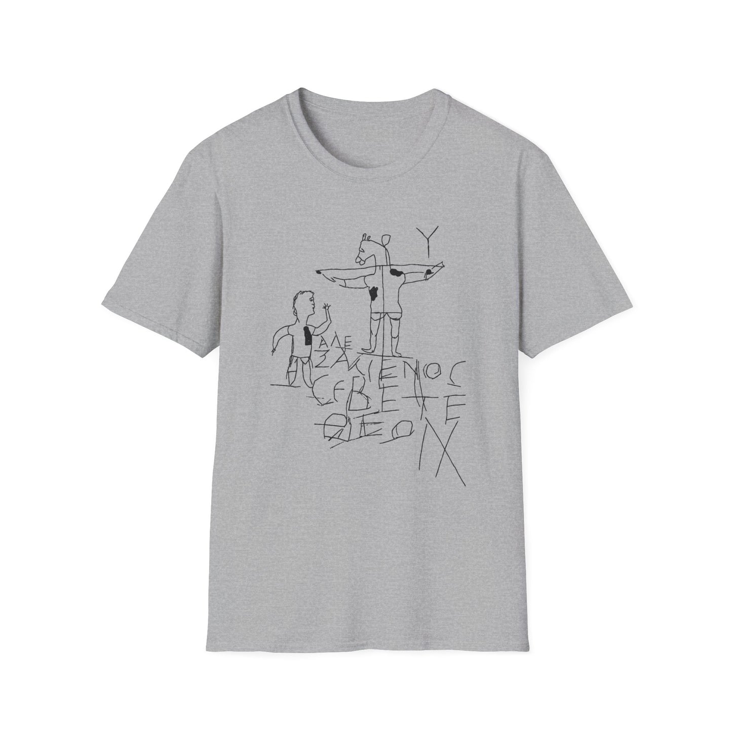 alexamenos graffito blasfemo young man worships donkey early graffiti 200 bc white and black tshirt