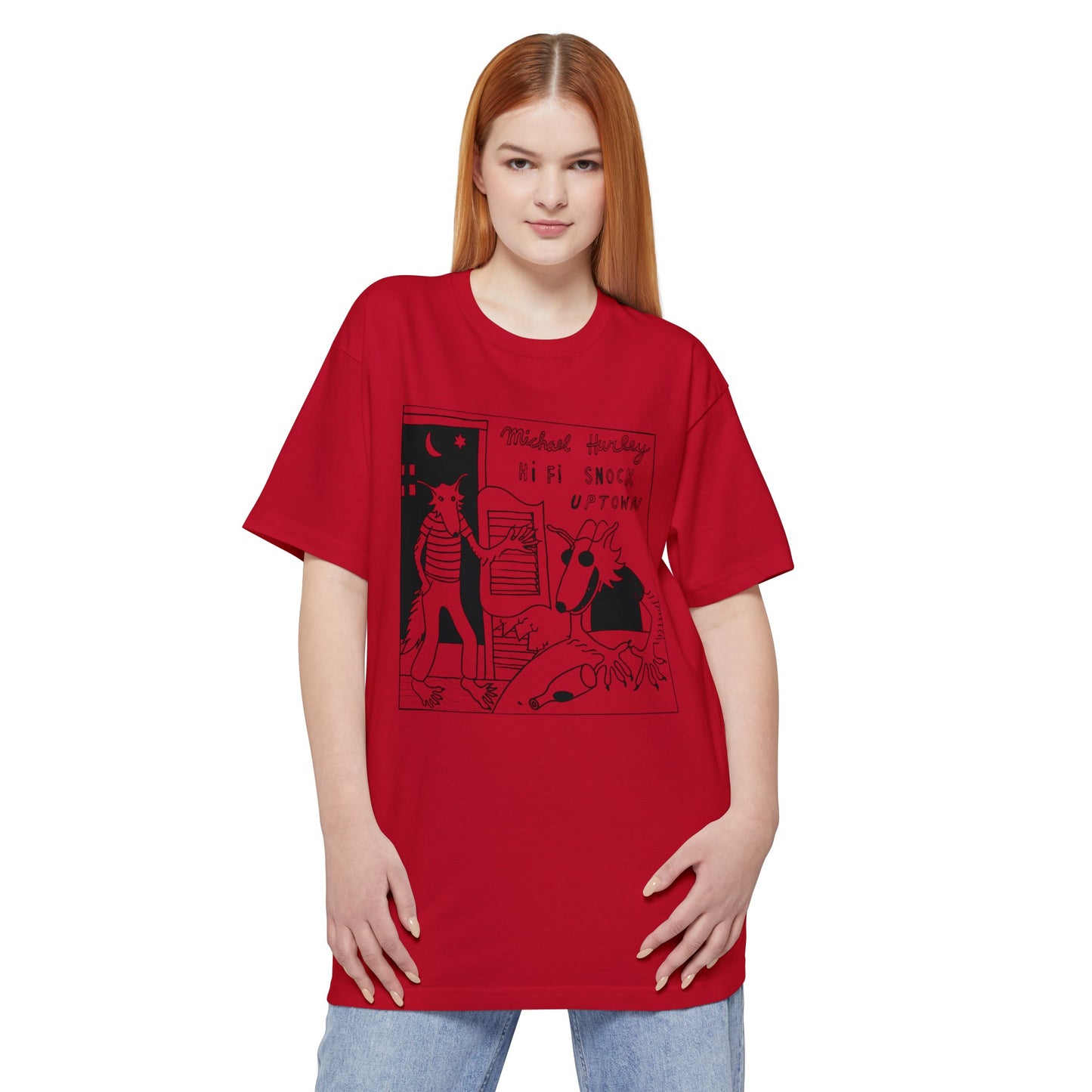 oversized michael hurley 1972 hi fi snock uptown album in stencil unisex tall beefy tshirt