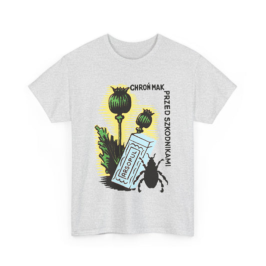 vintage polish matchbox graphic protect poppies from pests pesticide ad tshirt