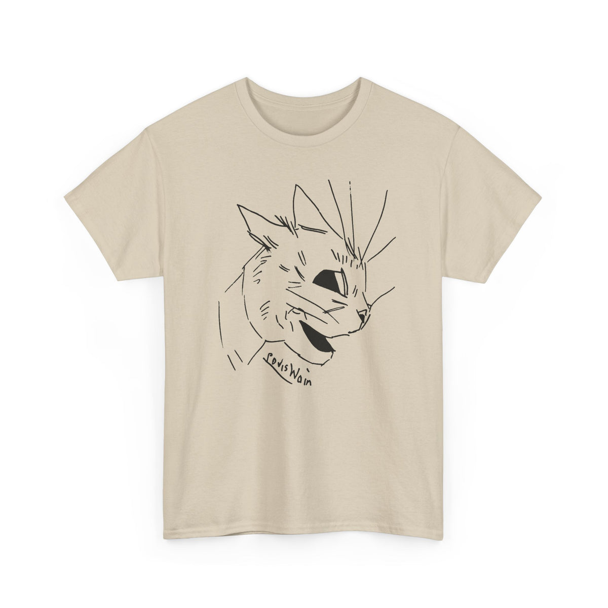 louis wain cubist style cat sketch tshirt