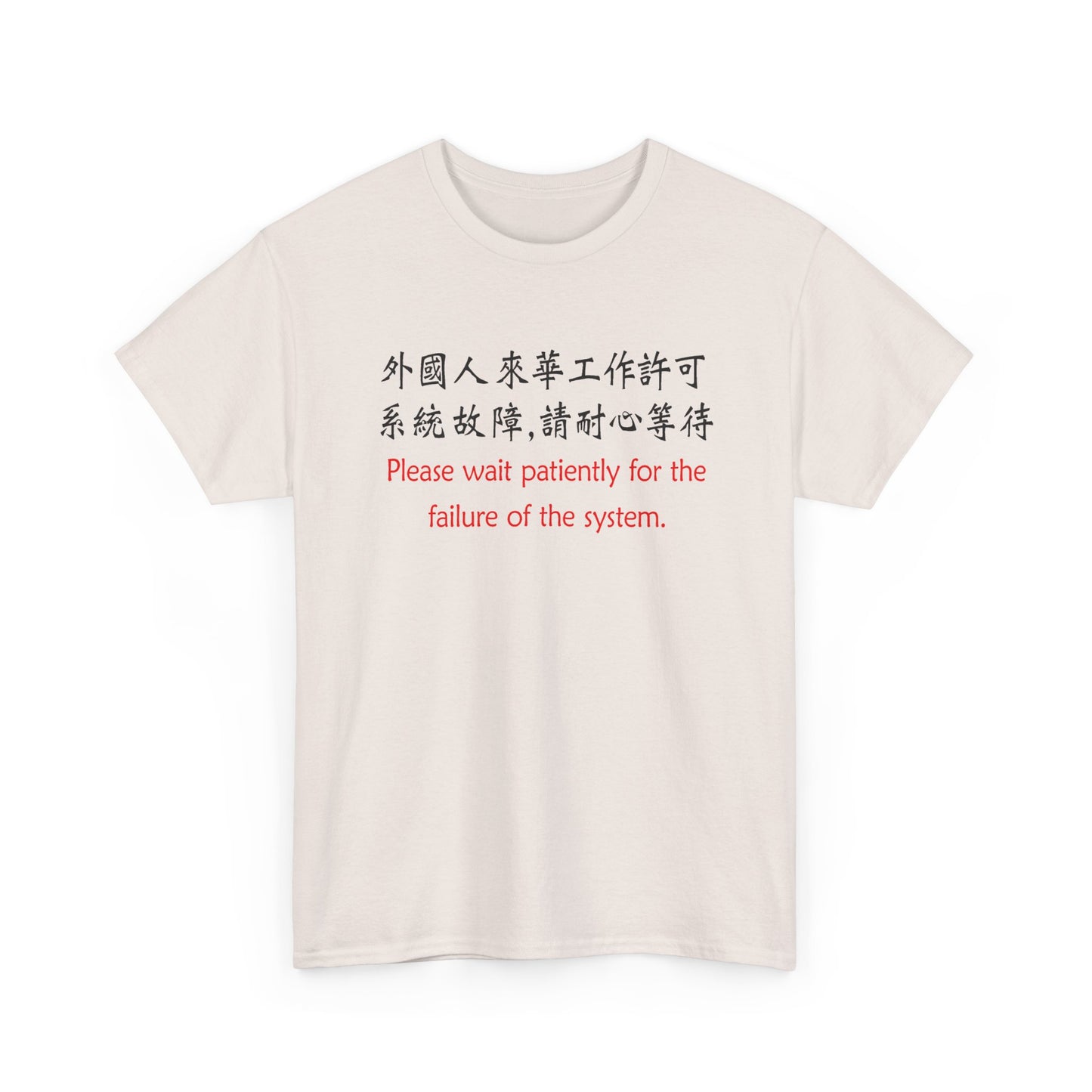 chinese work permit meme please wait for the failure of the system tshirt