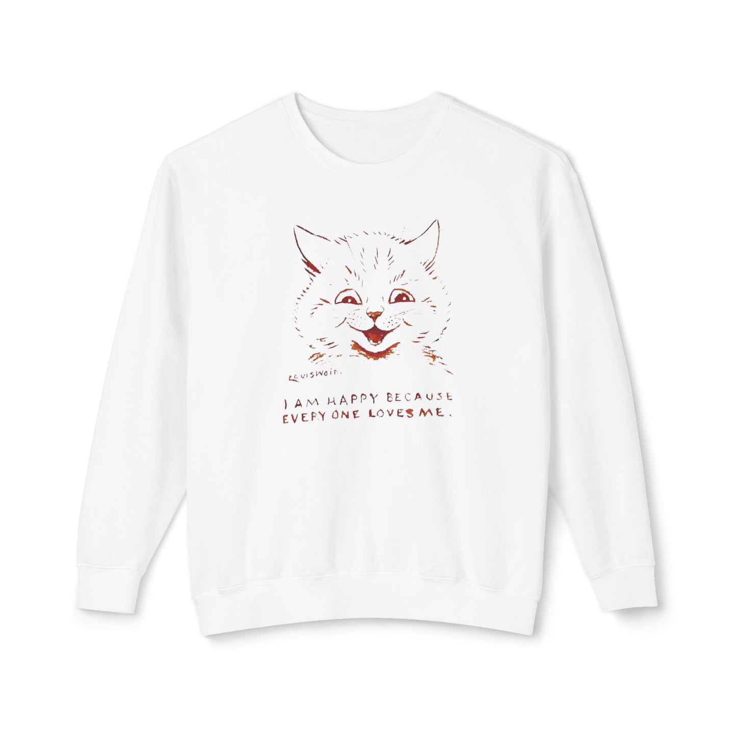 1924 louis wain cat painting i am happy because everyone loves me 100% cotton sweatshirt